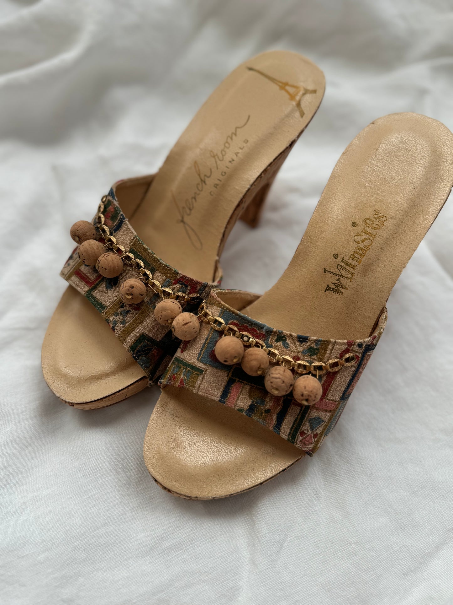 1950s Abstract Cork Heels w/ Golden Accents- 7
