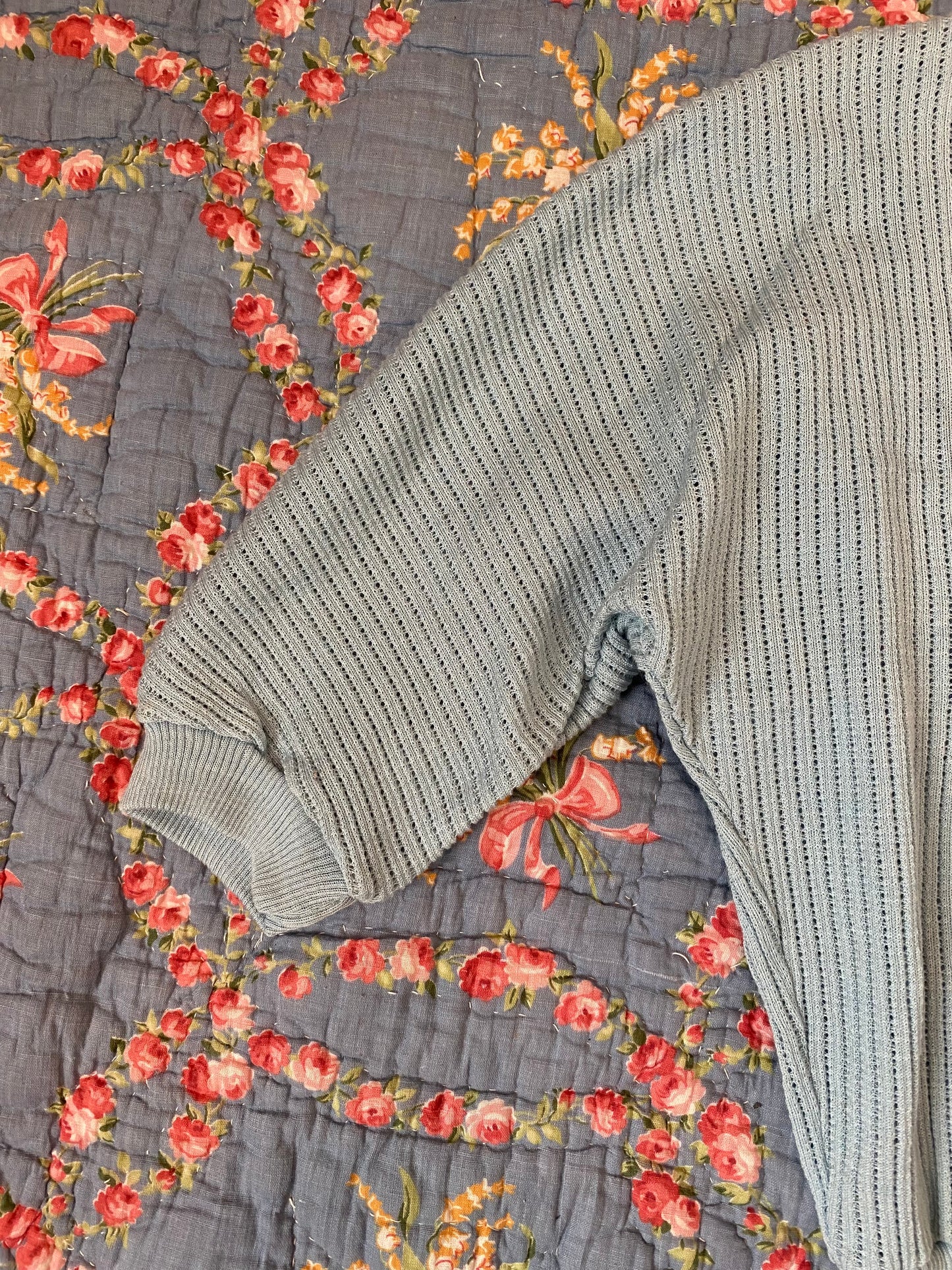 1940s French Deadstock Cropped Cotton Knit Cardigan- M