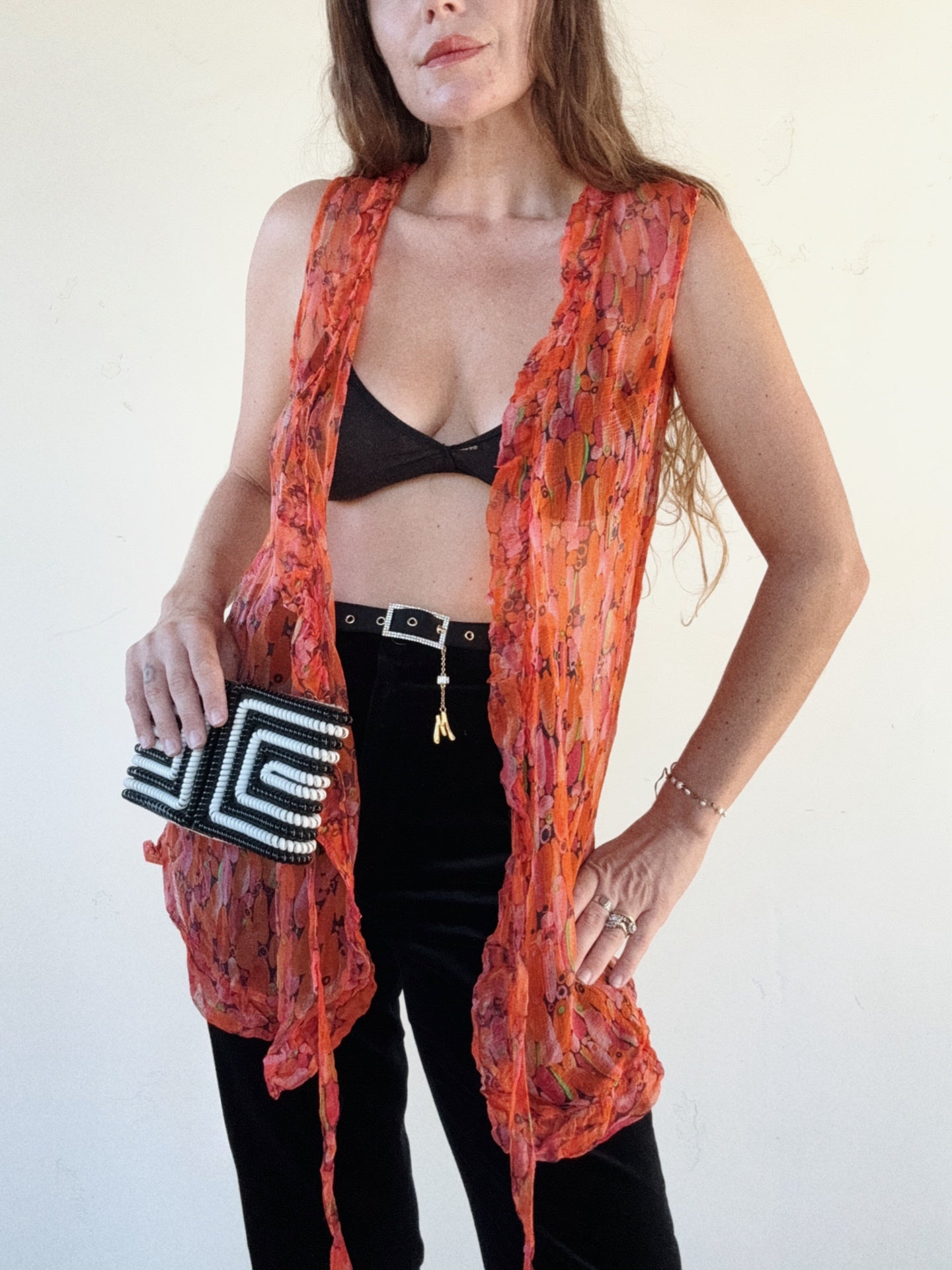 Antique 1920s Avant Garde Italian Silk Chiffon Wrap Top- S-M
