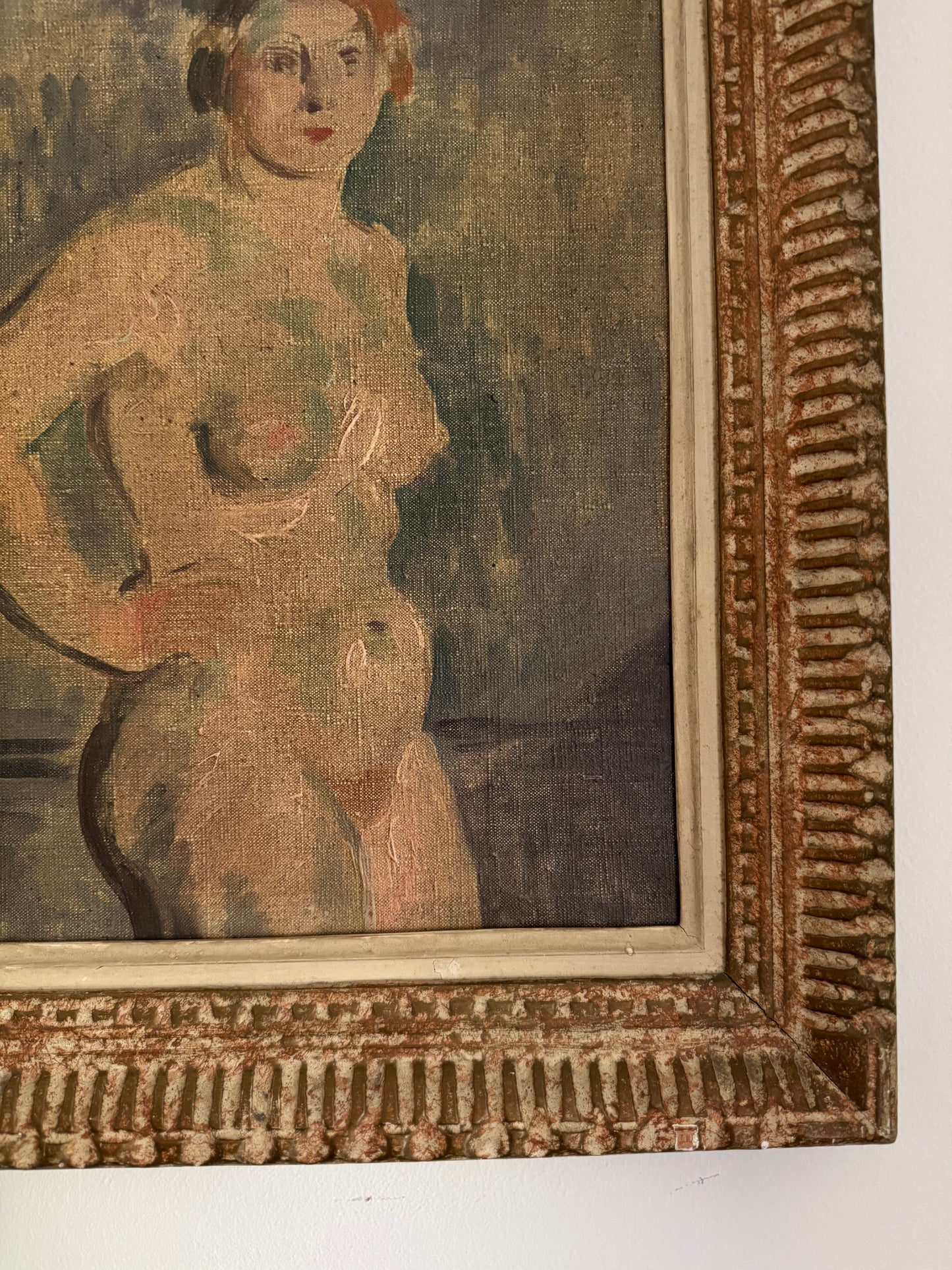 1920s/30s Expressionist Pale Blue Nude- 17 x 14”