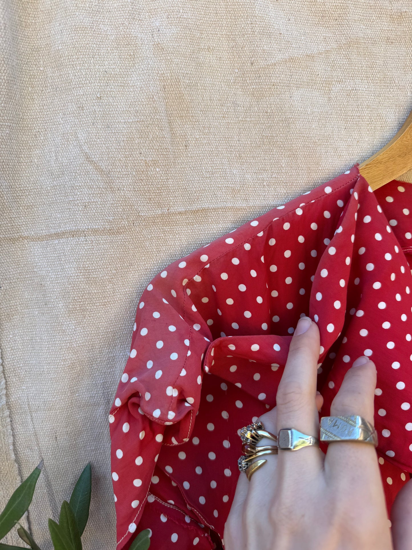 1940s Polka Dot Rayon Zipper Front Day Dress- S