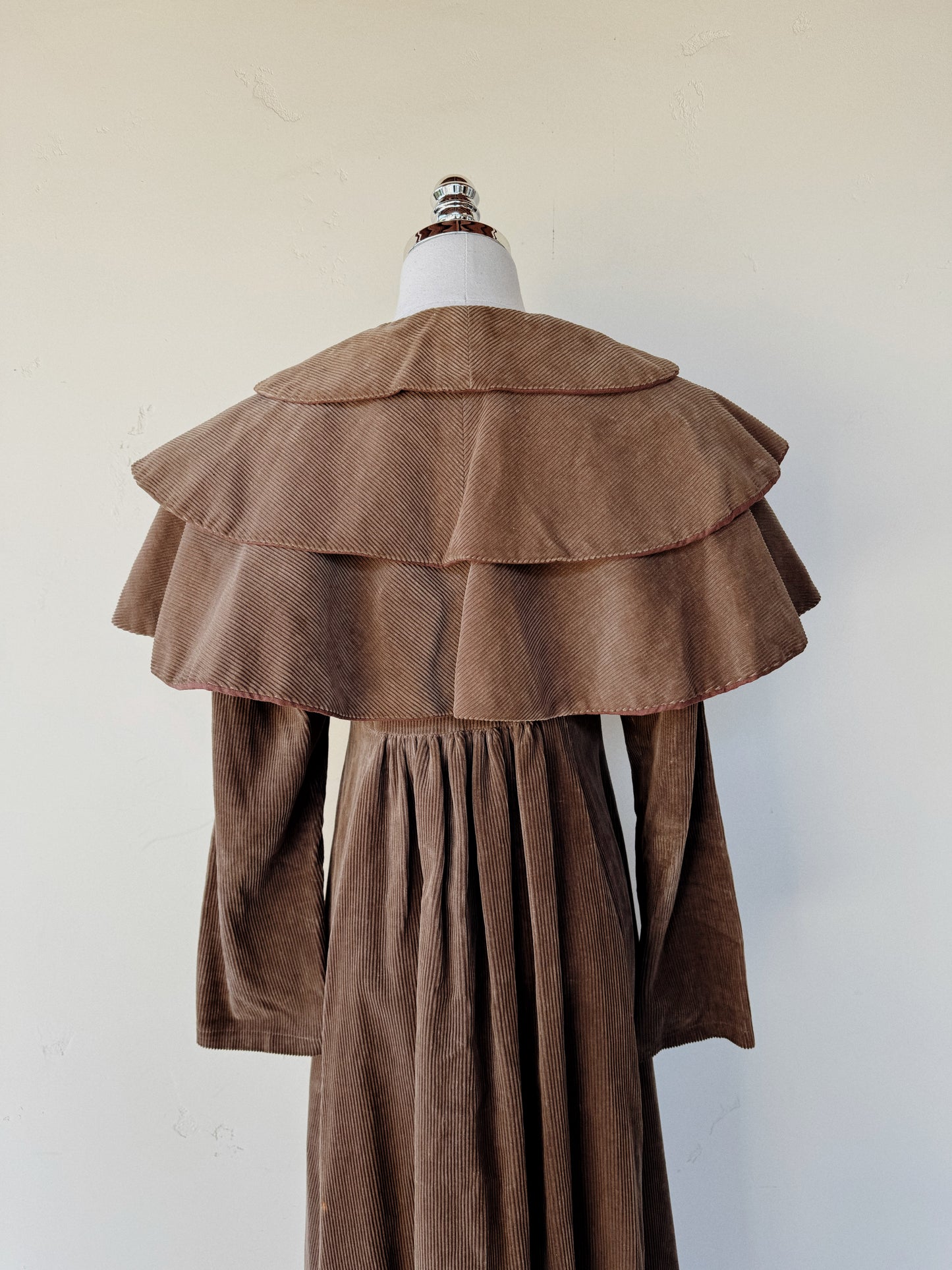 1960s Rare Laura Ashley Corduroy Dress w/ Caplet- S/M