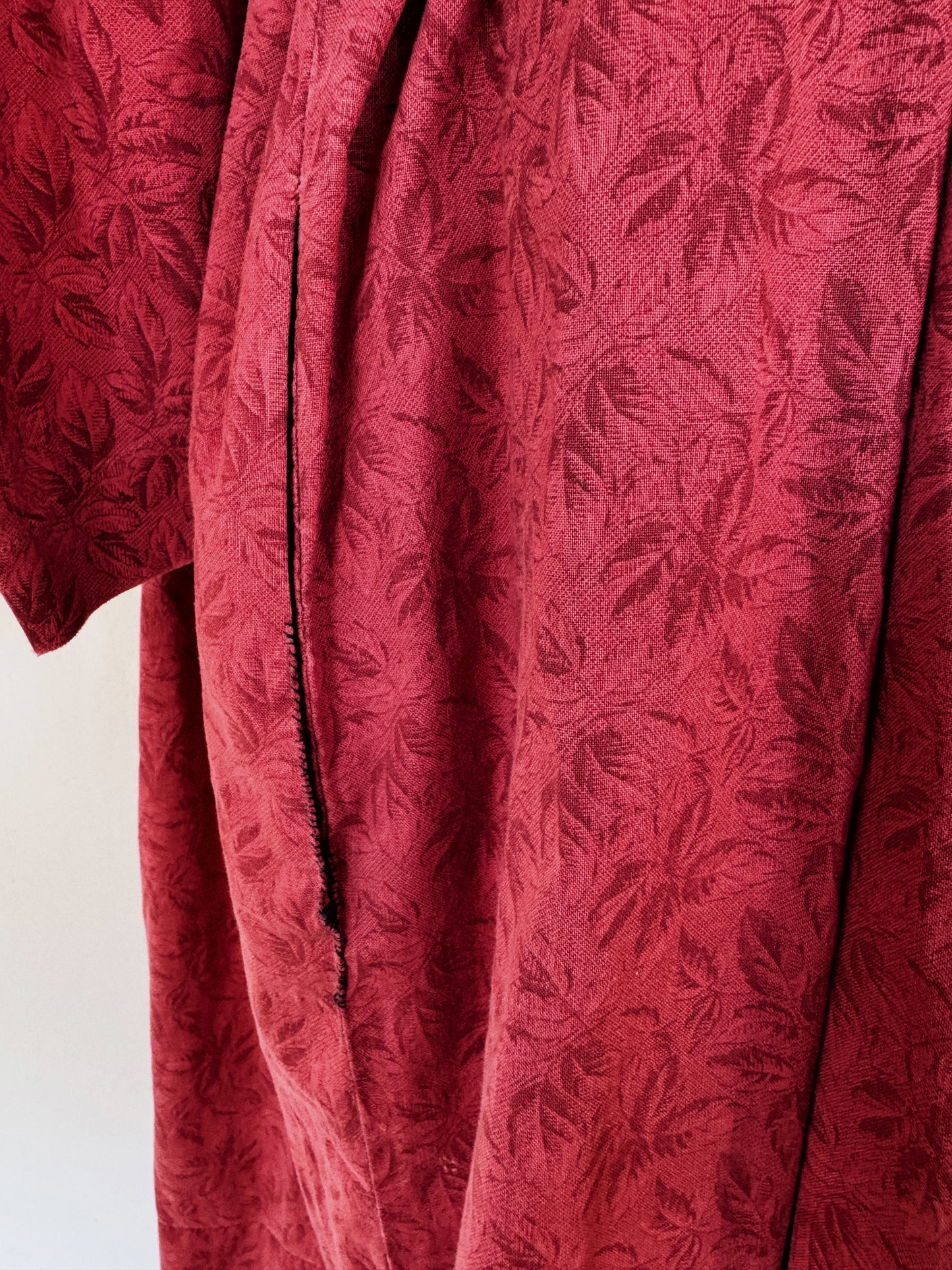 Antique 1800s Red Oak Leaf Wrapper Dress