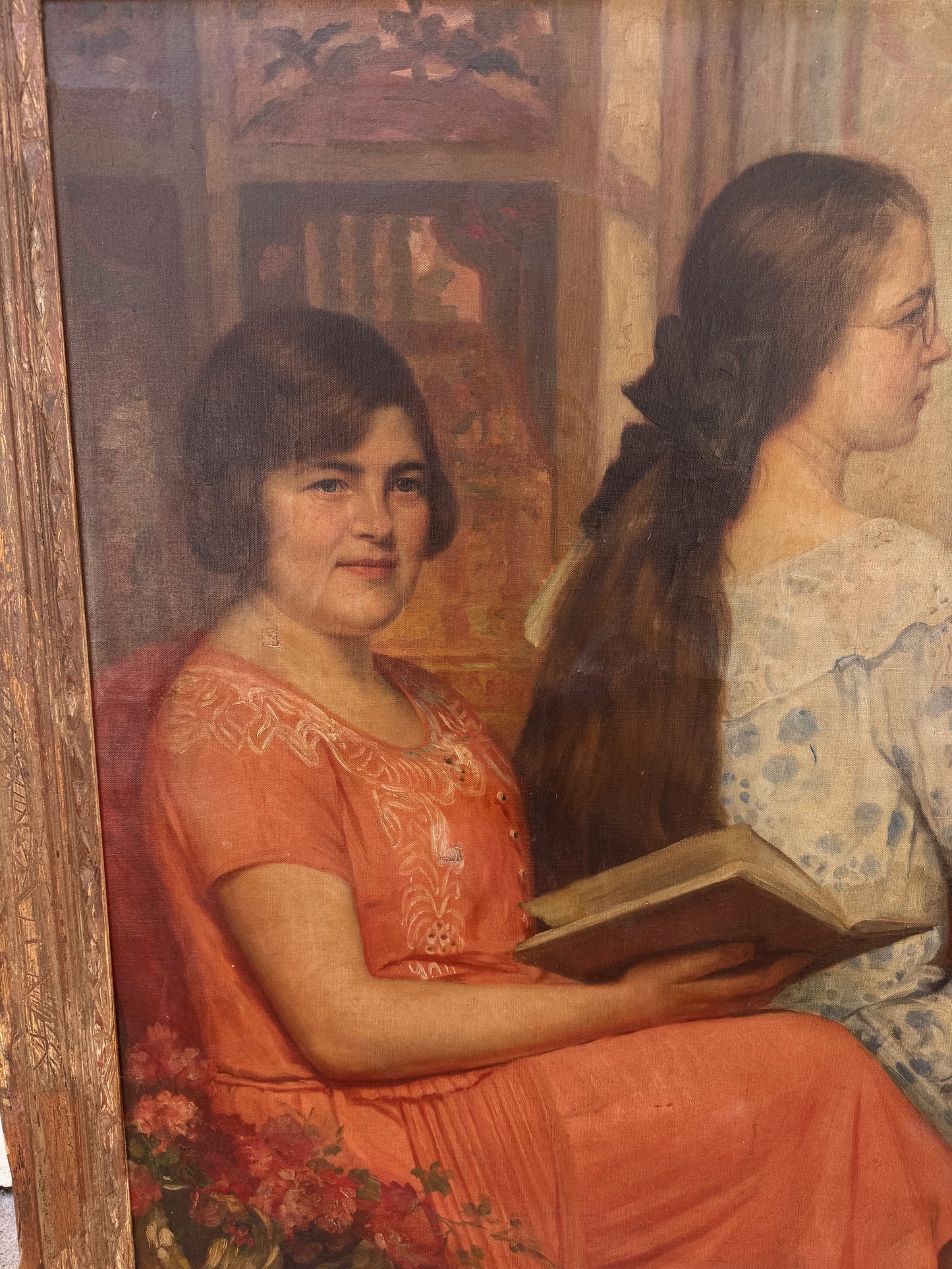 1920s Antique Overtly Large Portrait of a Family- 42 X 56”