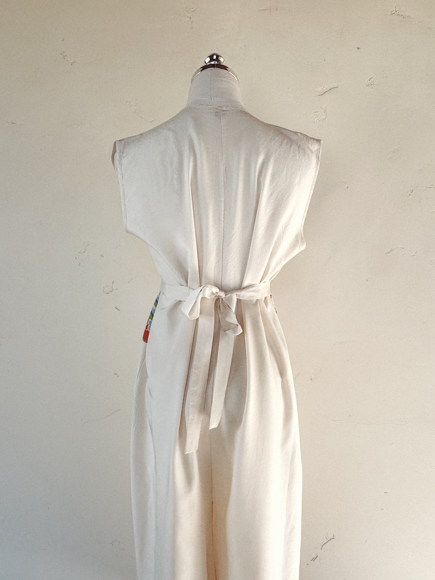1930s Rare White Pongee Silk Beach Pajama Jumpsuit- M
