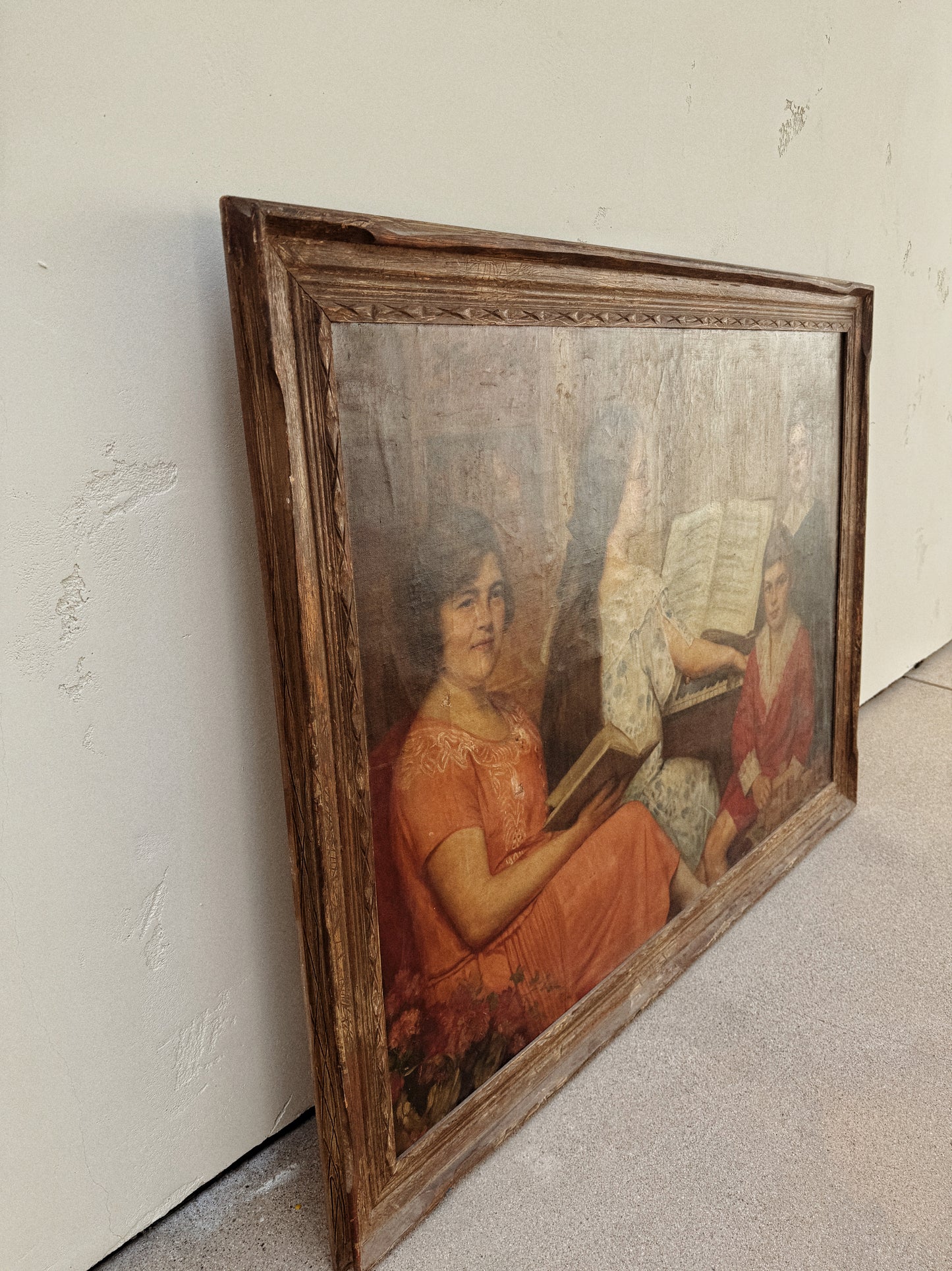 1920s Antique Overtly Large Portrait of a Family- 42 X 56”