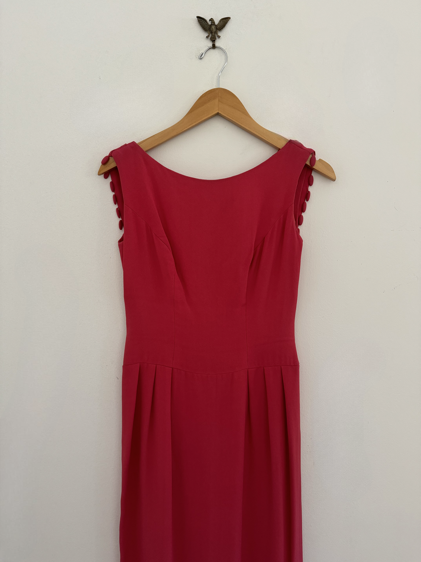 1960s Fuchsia Pink Cowl Back Evening Gown by Designer Claire Dratch- 34/35” Bust