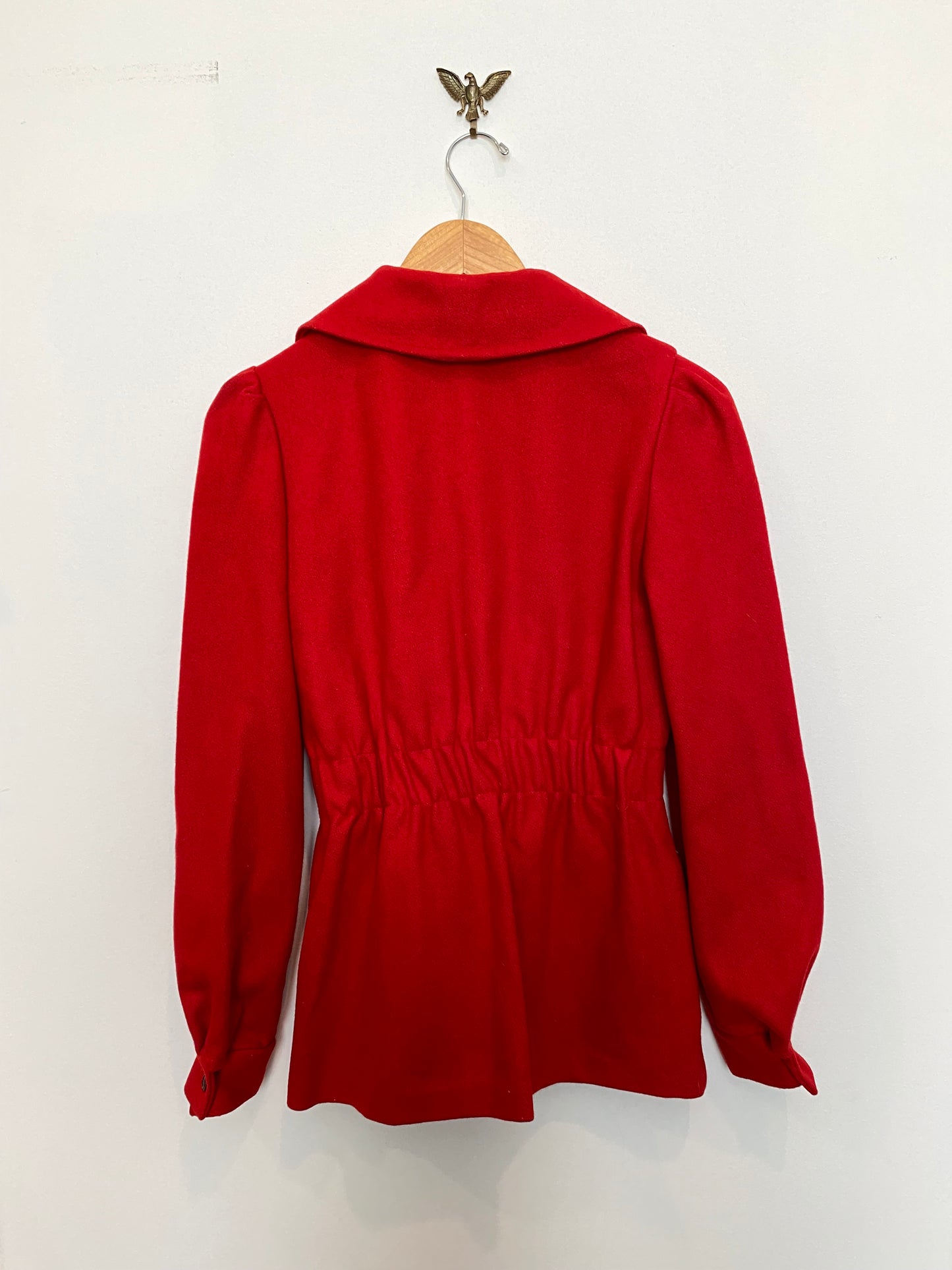 1940s Cherry Red Wool Outerwear Jacket- S/M