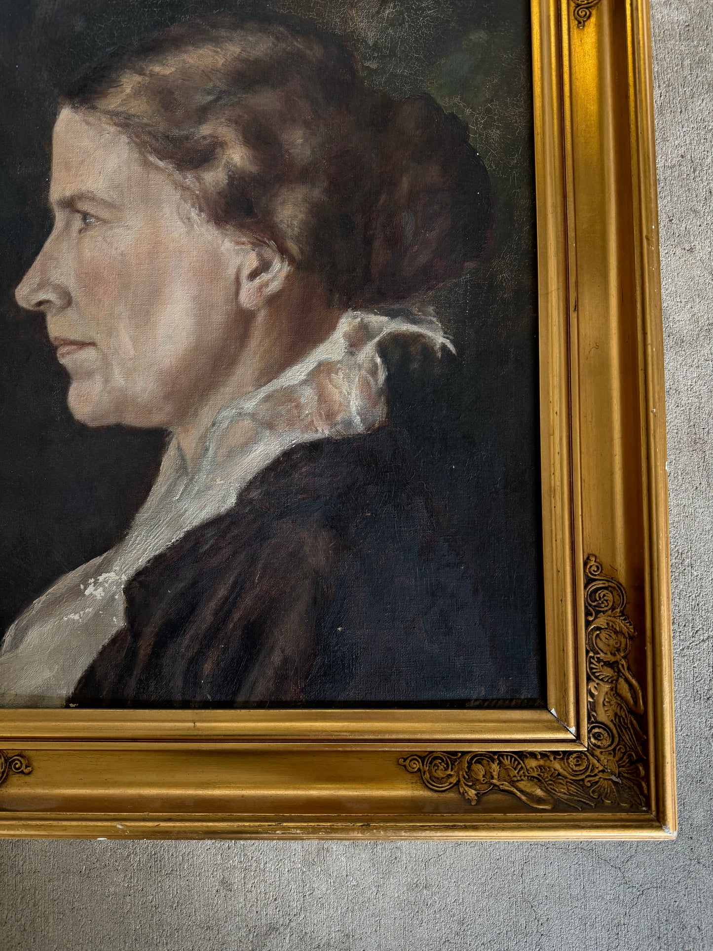 Antique Portrait of a Woman Dated 1915- 17 x 21”