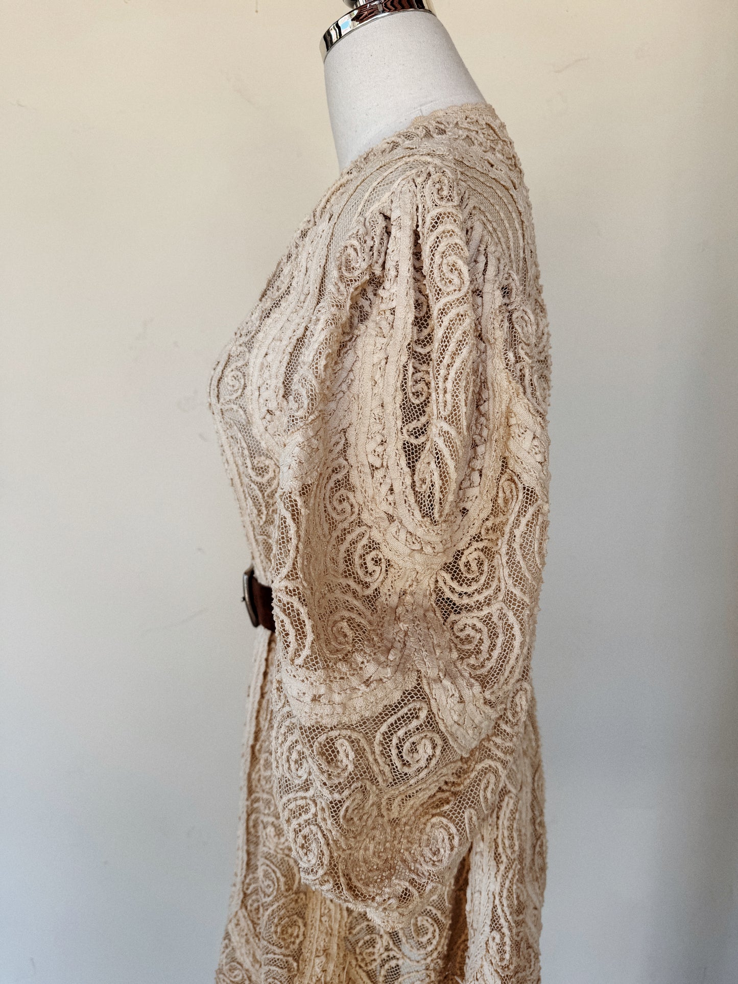 Antique Balloon Sleeve Net + Soutache Duster