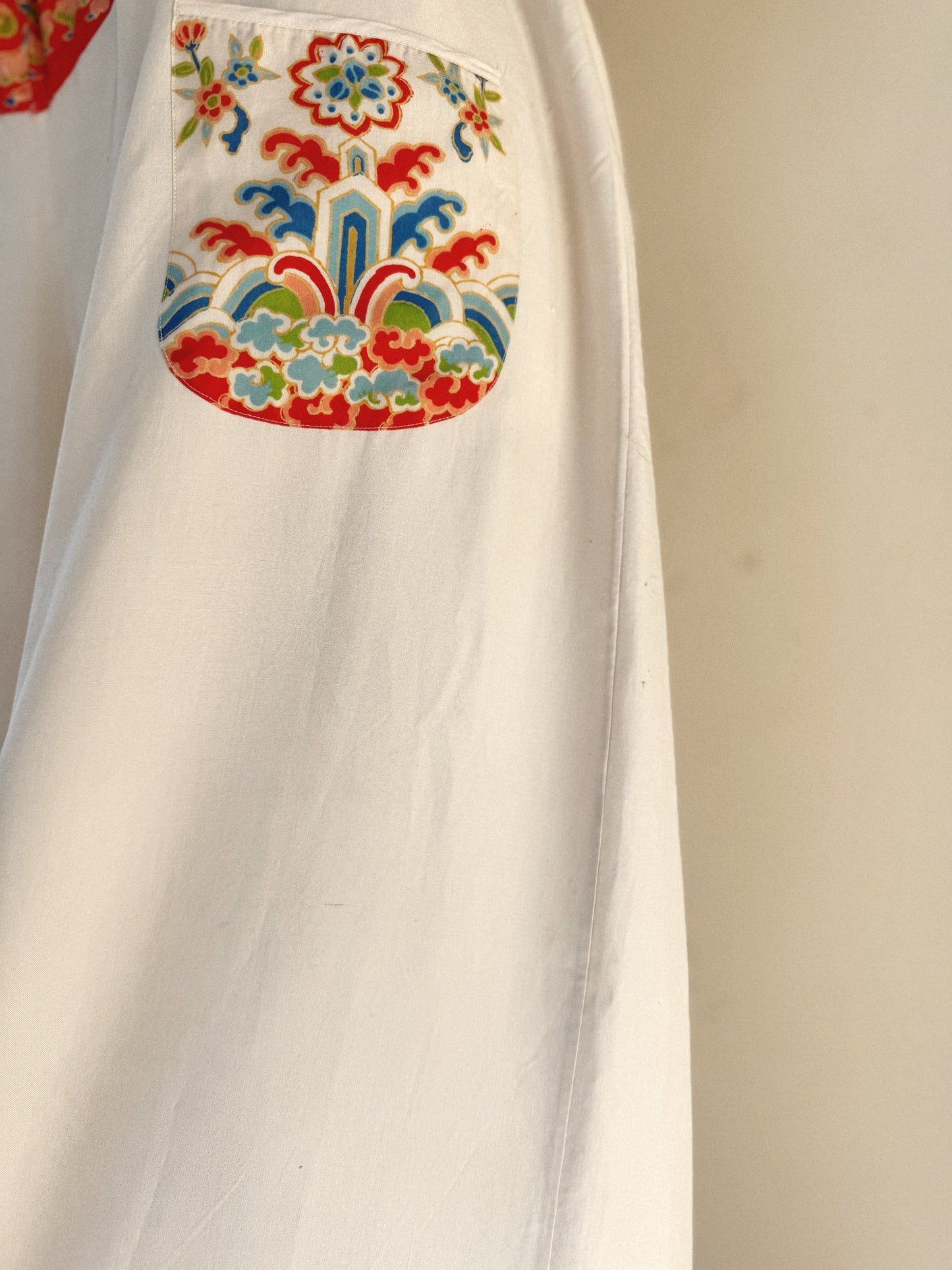 1930s Rare White Pongee Silk Beach Pajama Jumpsuit- M