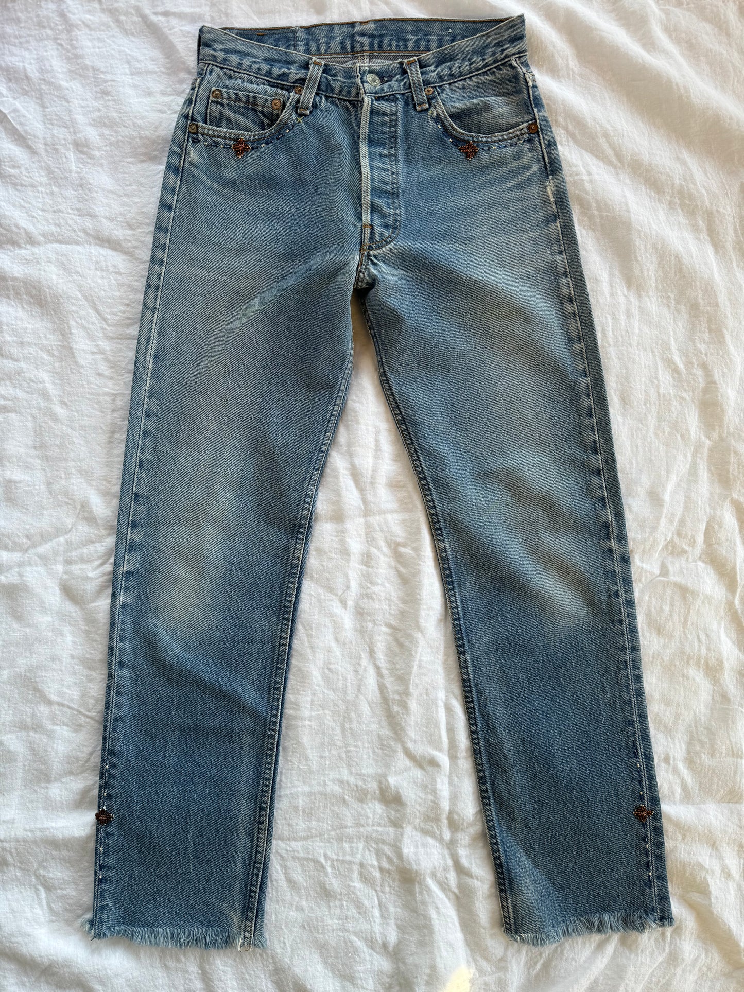 1974 Beaded Levi’s Medium Wash 501s- 28 x 29.5