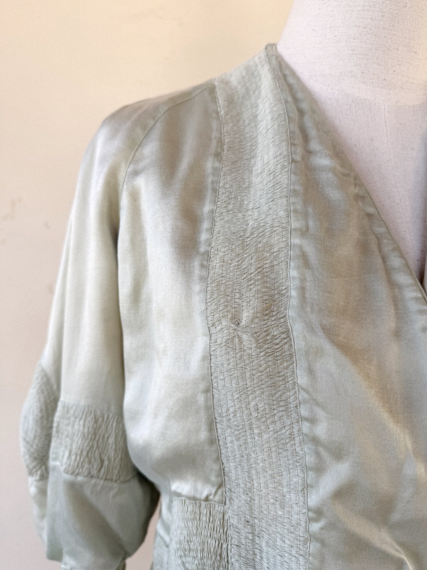 1920s Sea Foam Charmeuse Silk Jacket- S-M