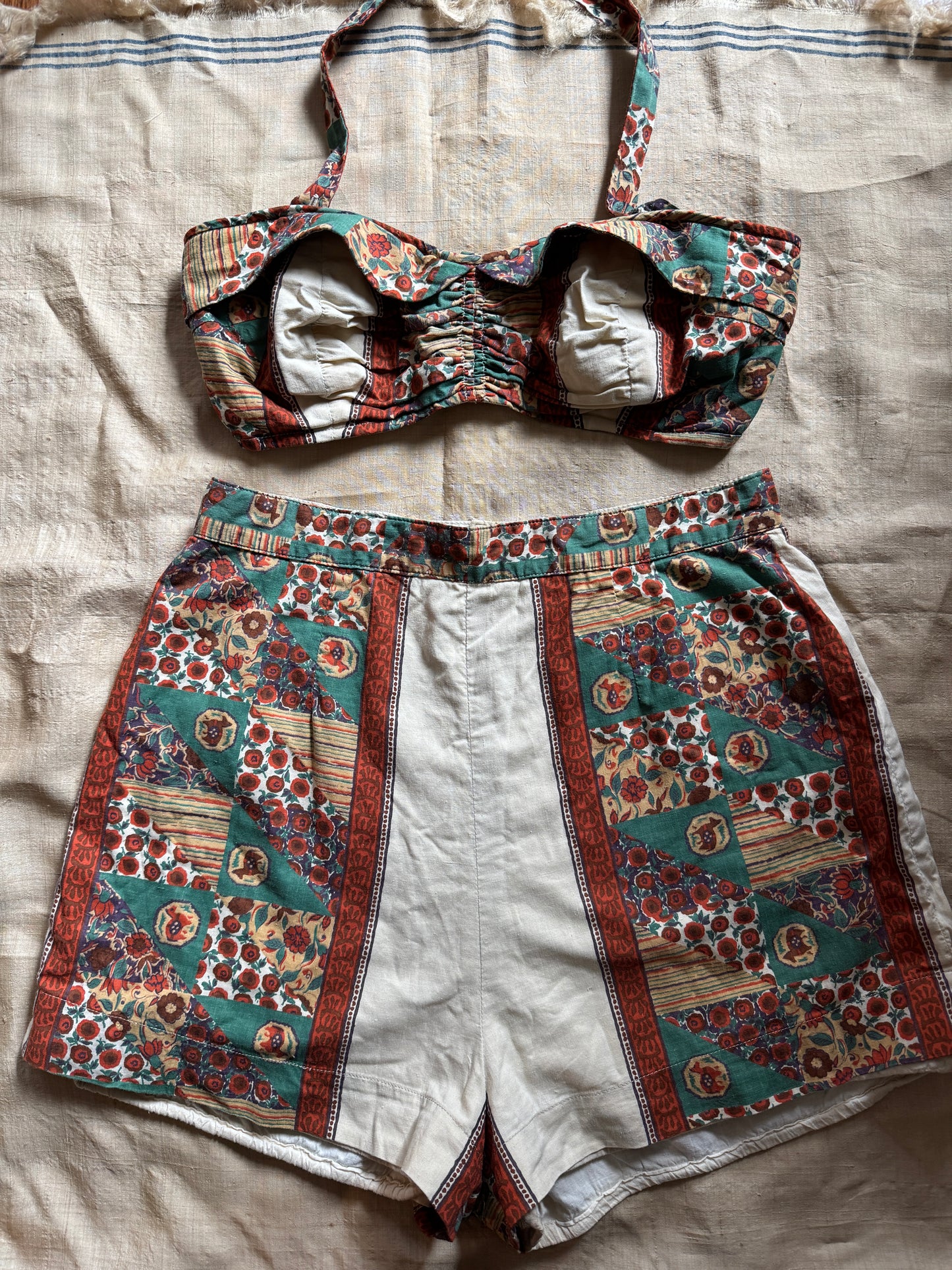 1950s Folk Novelty Print Cotton Play Set- S/M