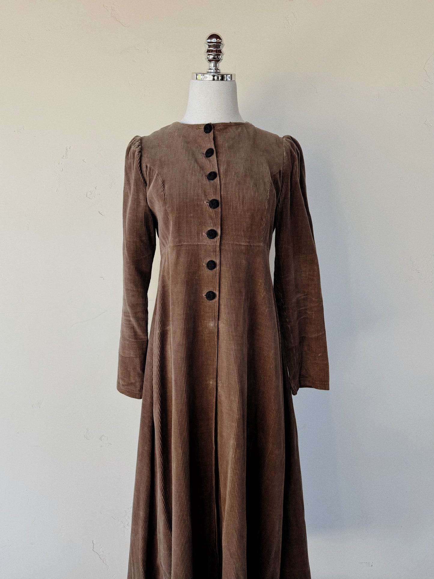 1960s Rare Laura Ashley Corduroy Dress w/ Caplet- S/M