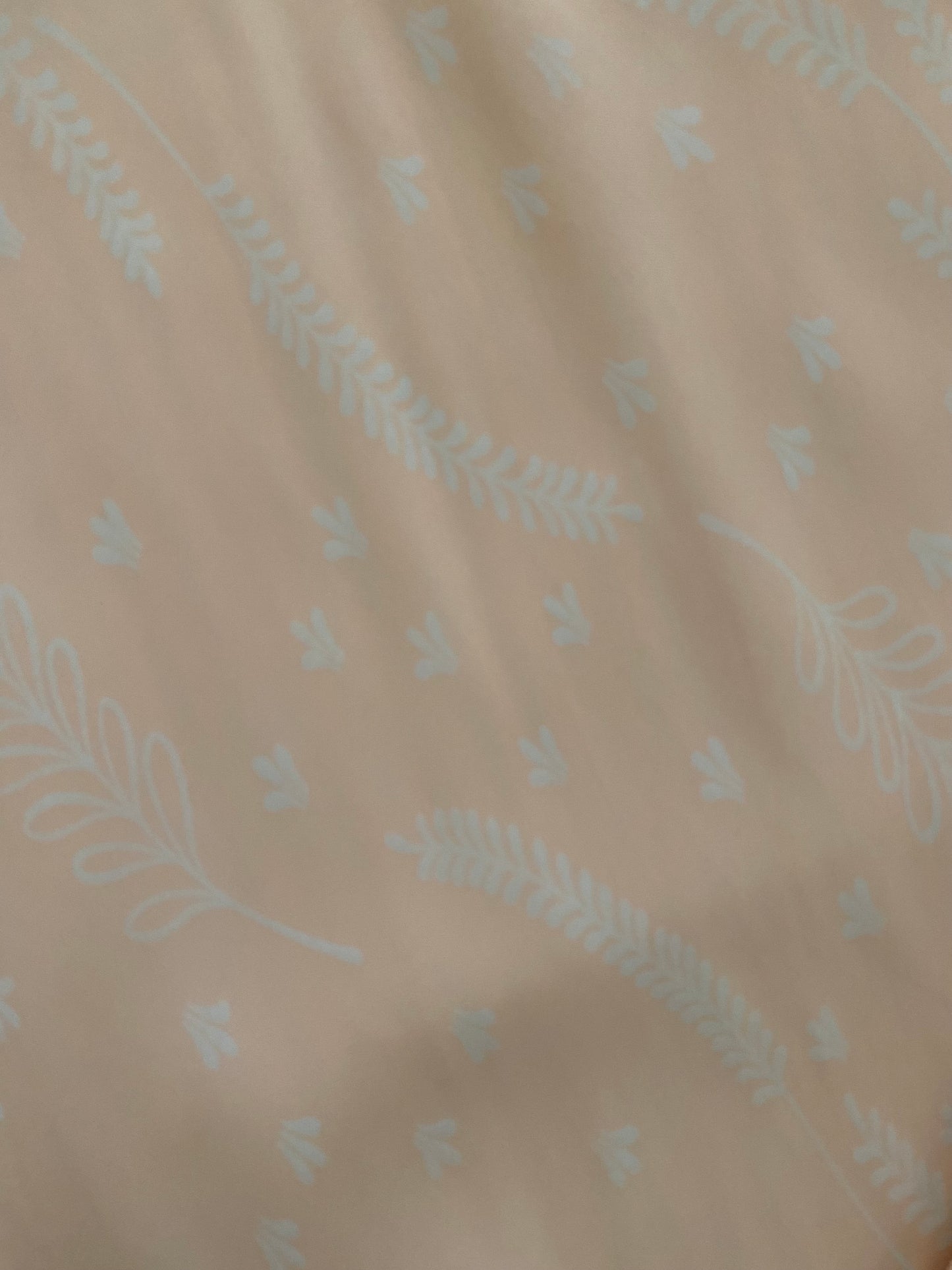1940s Cold Rayon + Silk Pale Pink Slip Dress w/ White Leaf Print- S/M