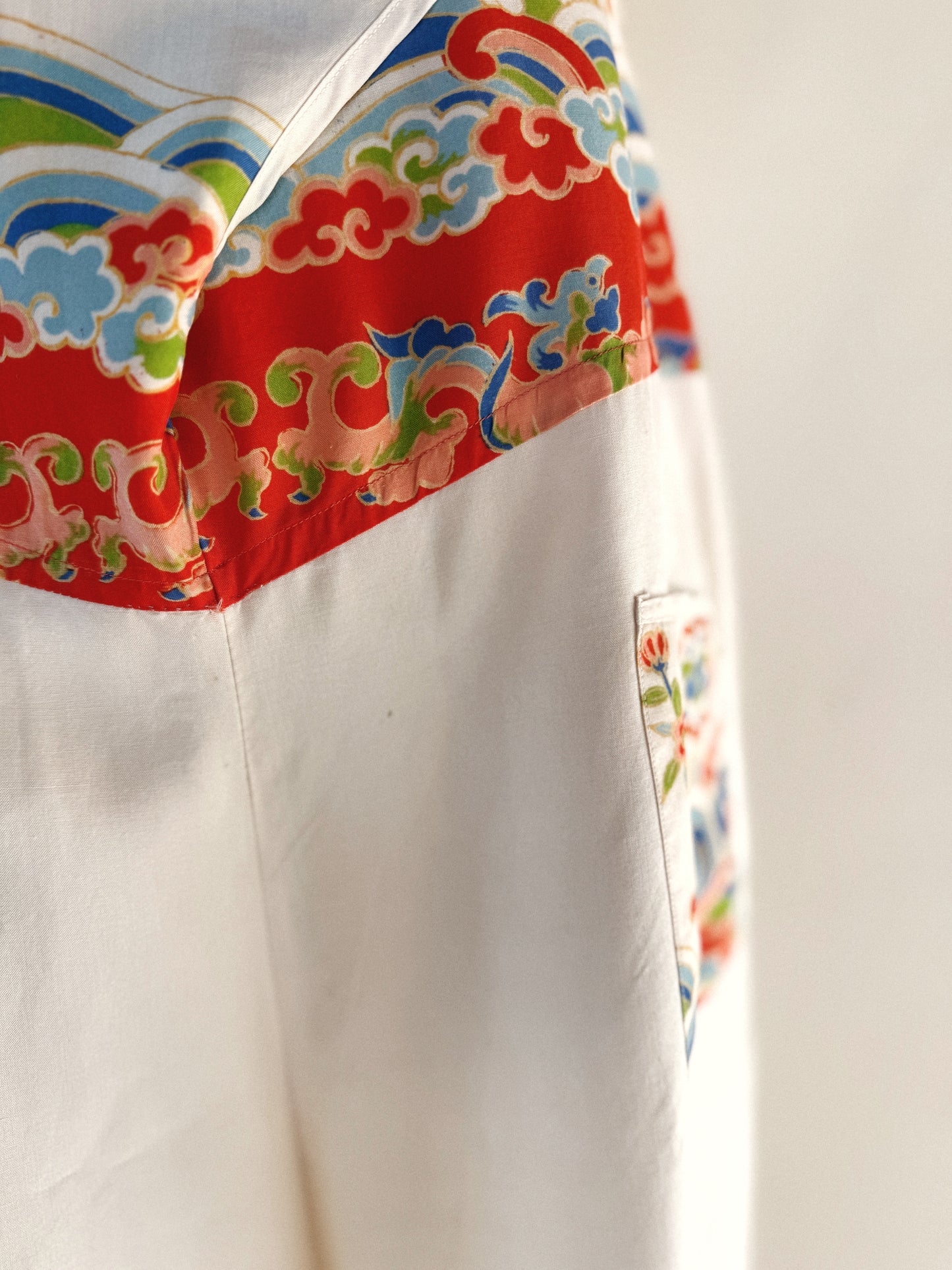 1930s Rare White Pongee Silk Beach Pajama Jumpsuit- M