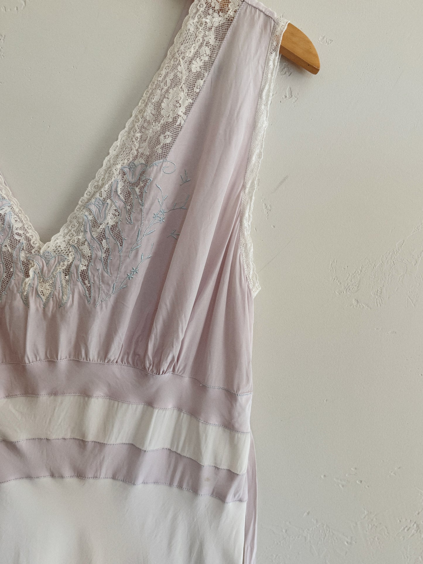 1940s Lavender + Periwinkle Floral Slip Dress- S/M