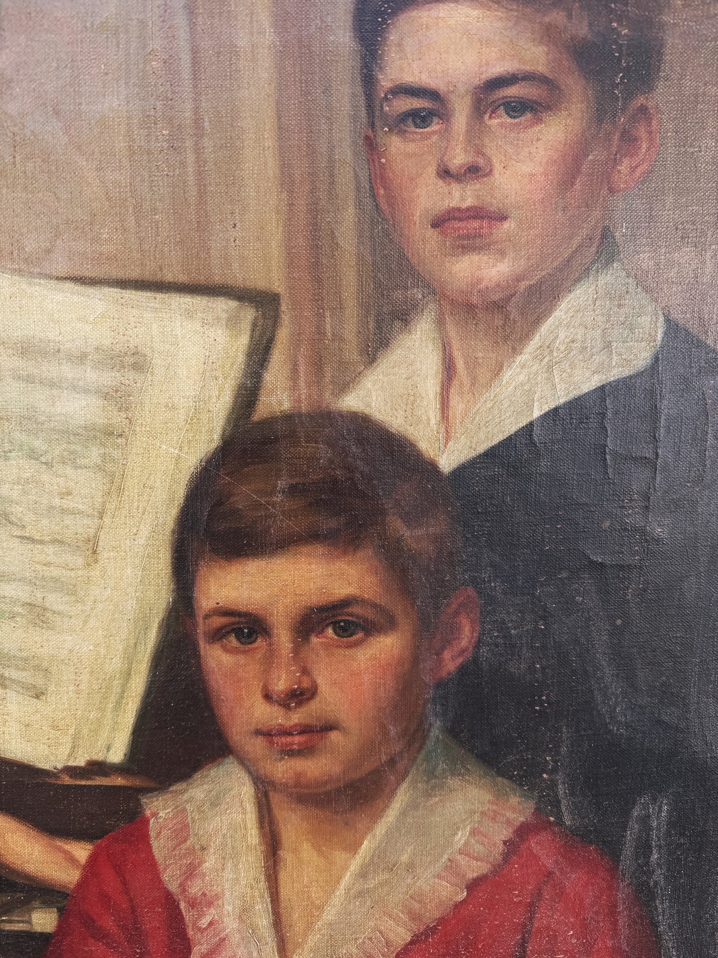 1920s Antique Overtly Large Portrait of a Family- 42 X 56”