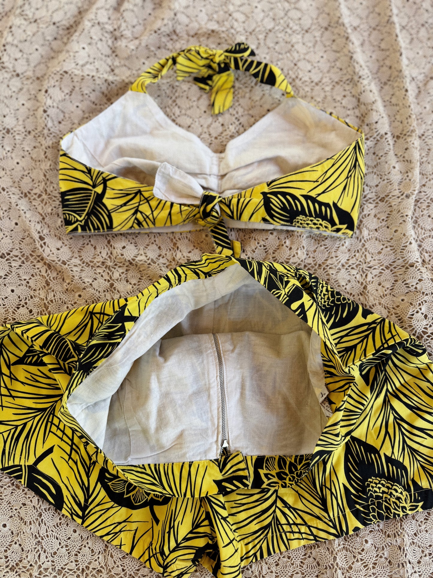 1950s Hawaiian Cotton Halter Play Set - M-M/L