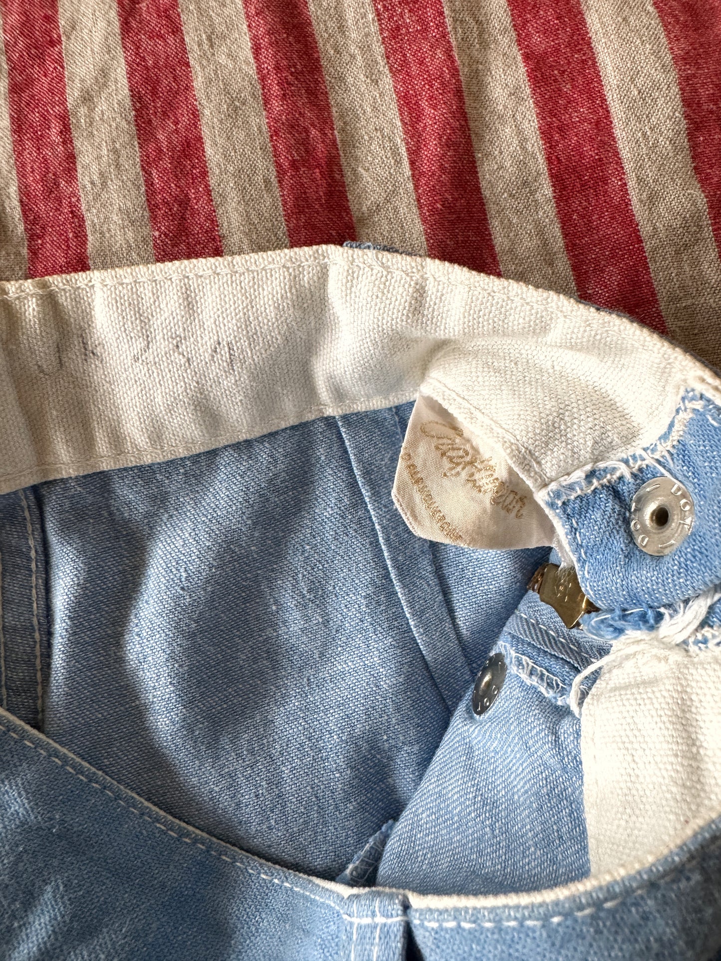 1950s Light Denim Studded Western Side Zips- 25”