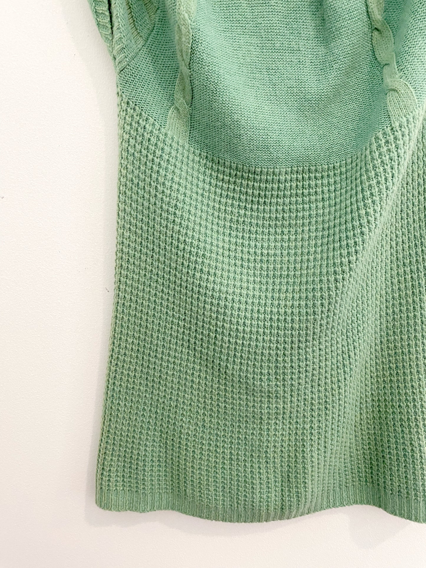 1960s/70s- Minty Green Waffle Knit Mini Dress- S