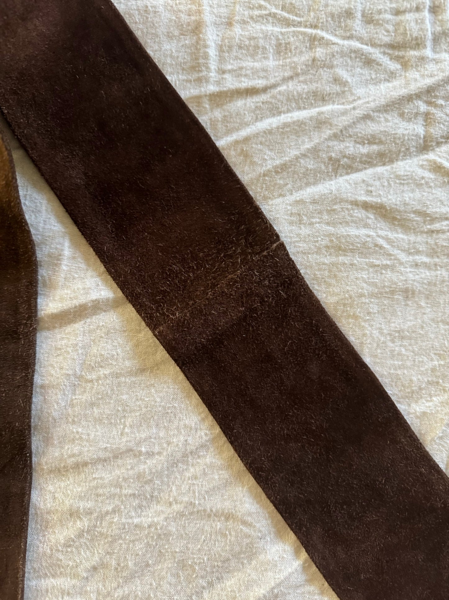 1970s Chocolate Brown Suede Oversized Belt- S-L