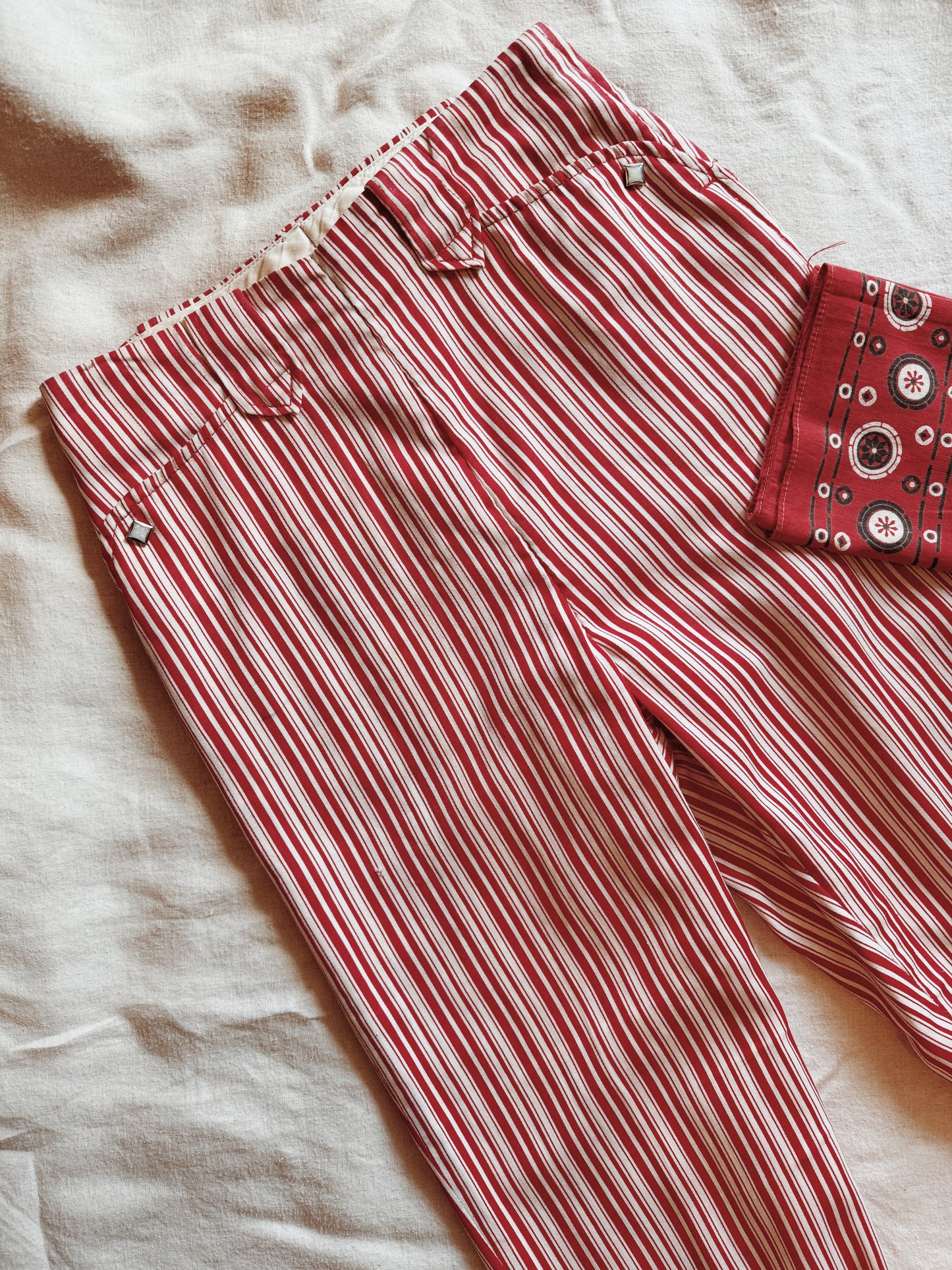 1950s Levi’s Shorthorn Candy Cane Stripe Side Zips- 27”
