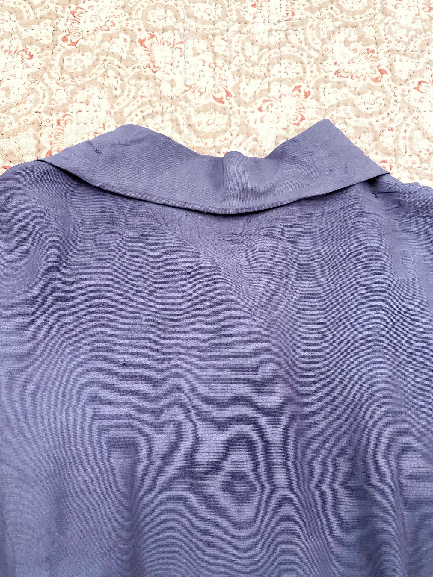 1940s Lilac Peplum Rayon Blouse w/ Brass Button- S