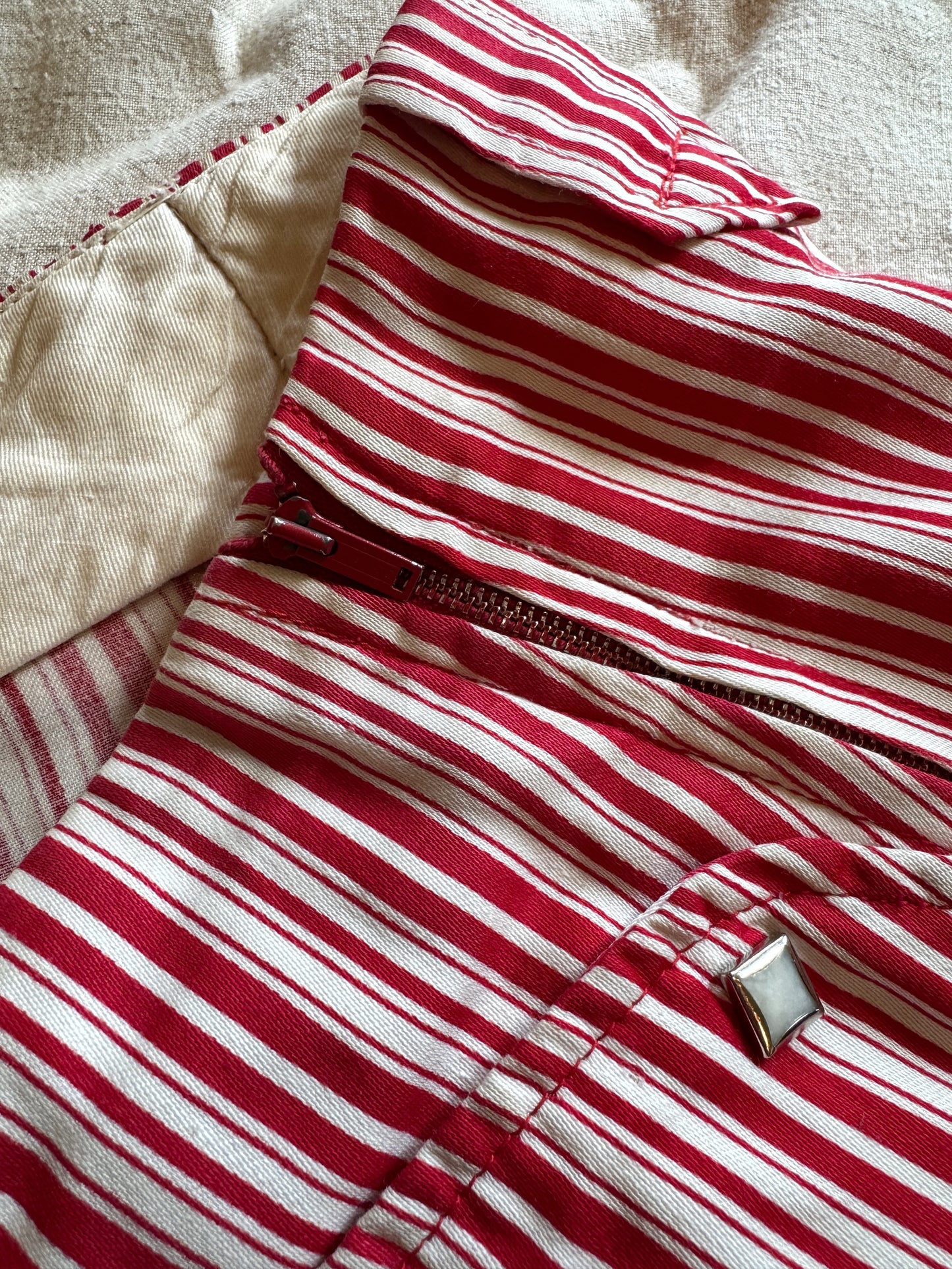 1950s Levi’s Shorthorn Candy Cane Stripe Side Zips- 27”