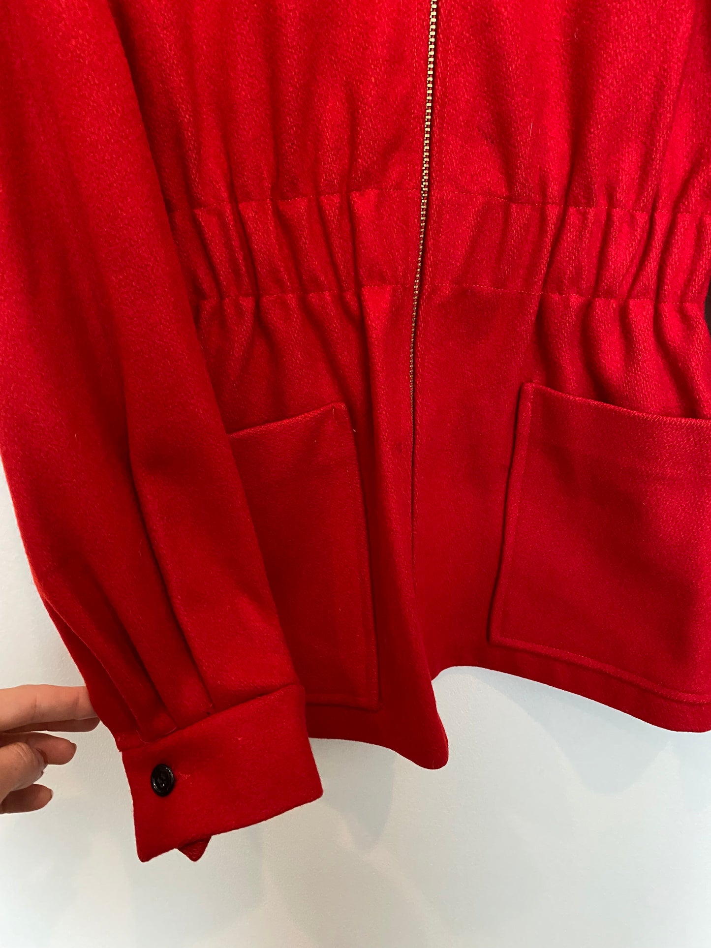 1940s Cherry Red Wool Outerwear Jacket- S/M