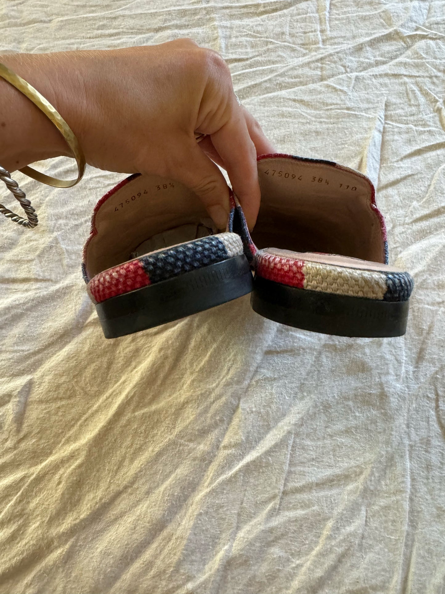Gucci Woven Colorblock Slides w/ Horsebit- 8