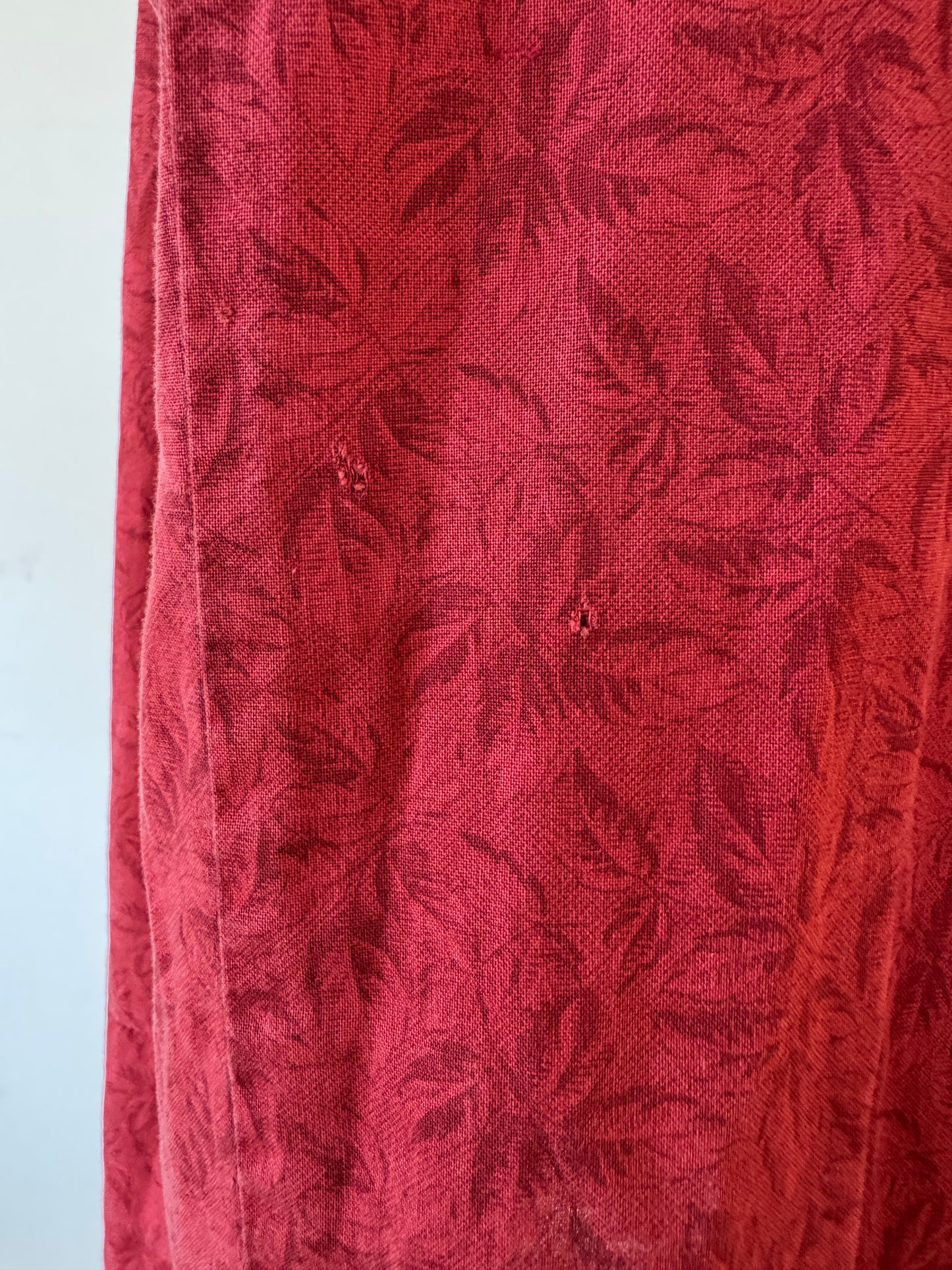 Antique 1800s Red Oak Leaf Wrapper Dress