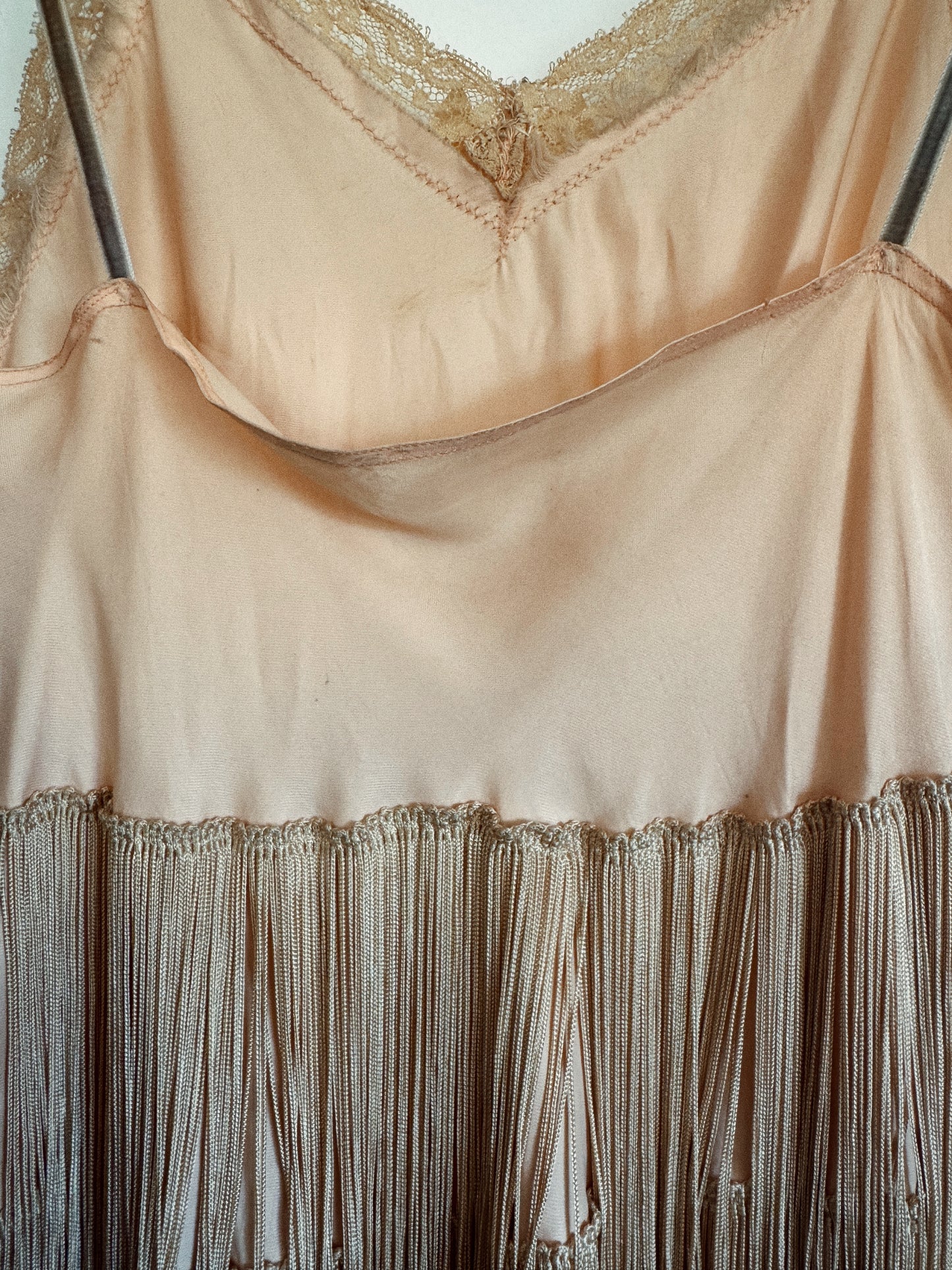 1950s One of a Kind Fringe Flapper Mini Slip Dress- S/M-M