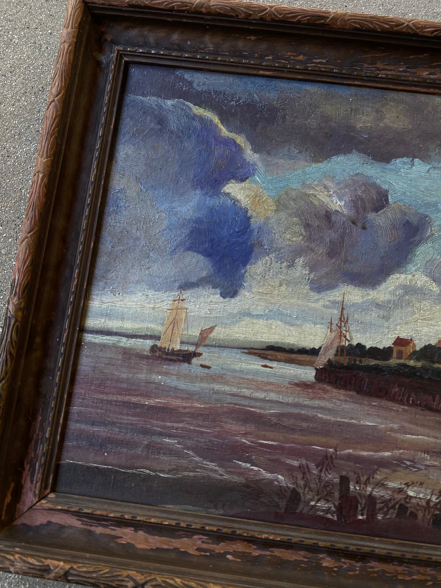 Antique Danish Impressionist Oil Painting in Wood Frame- 15 x 21”