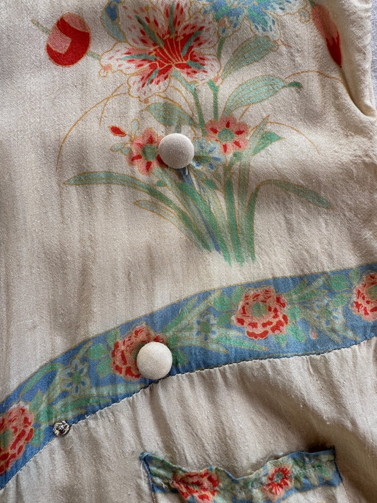 1920s Pongee Silk Palazzo Beach Pajamas- S/M