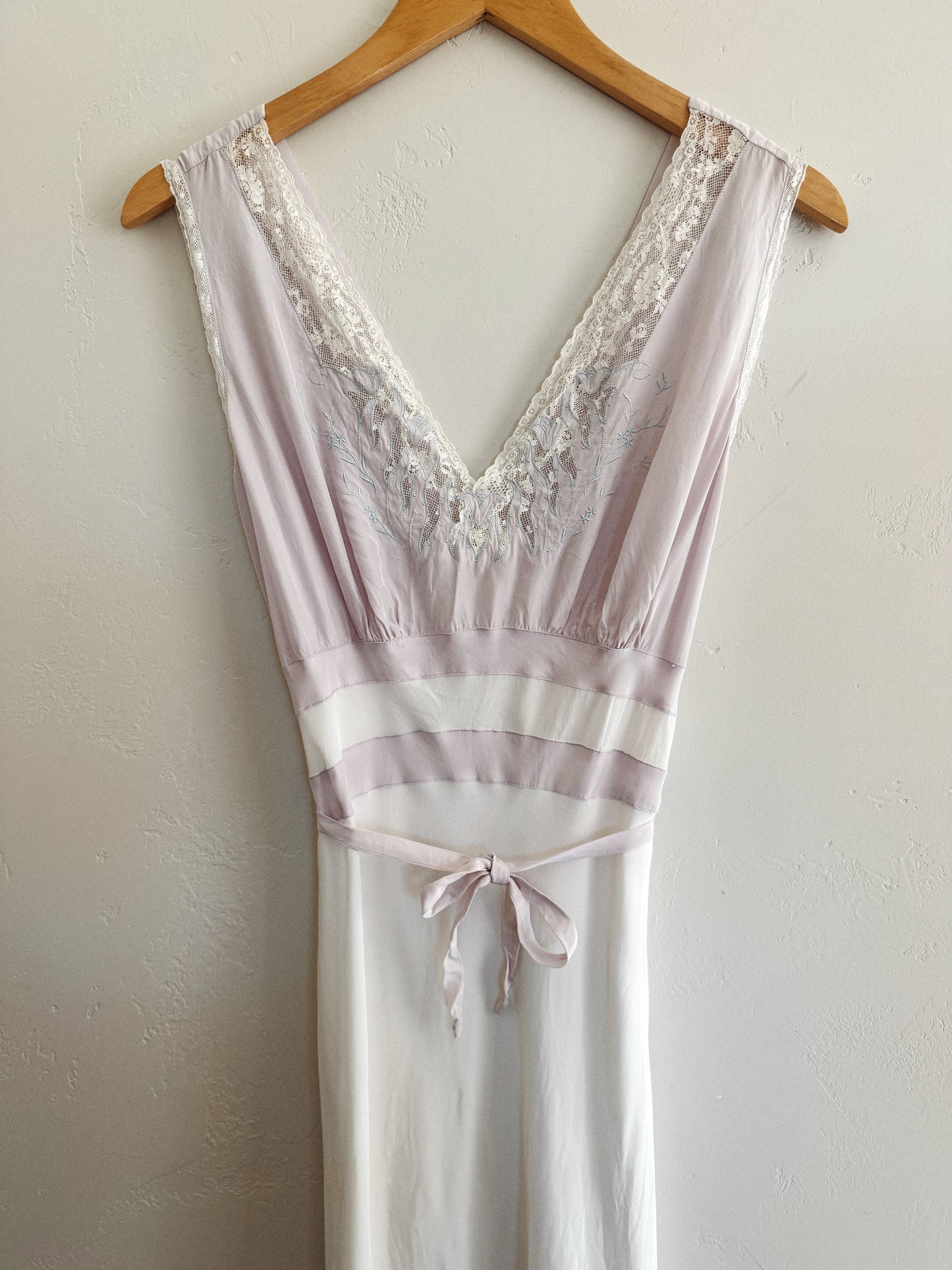 1940s Lavender + Periwinkle Floral Slip Dress- S/M