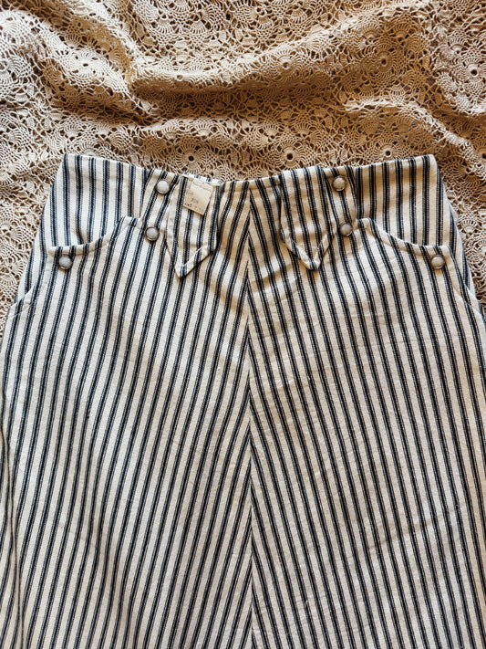1940s/50s Ticking Stripe Deadstock Pearl Snap Western Skirt- XS/S