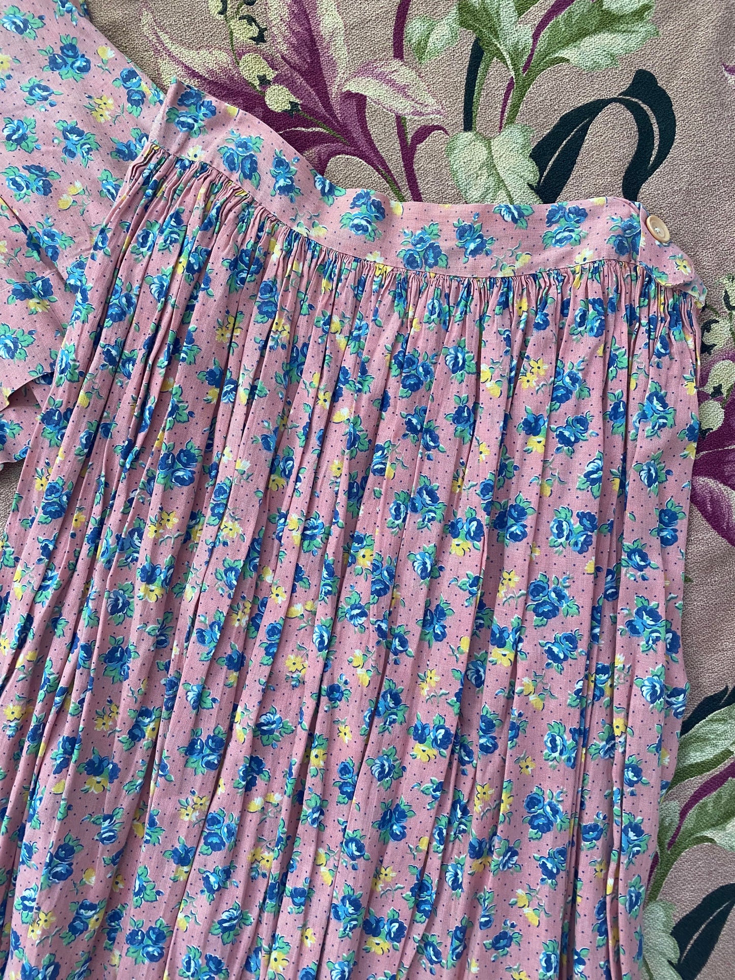 1930s Cotton Floral Feedsack Set- S/M