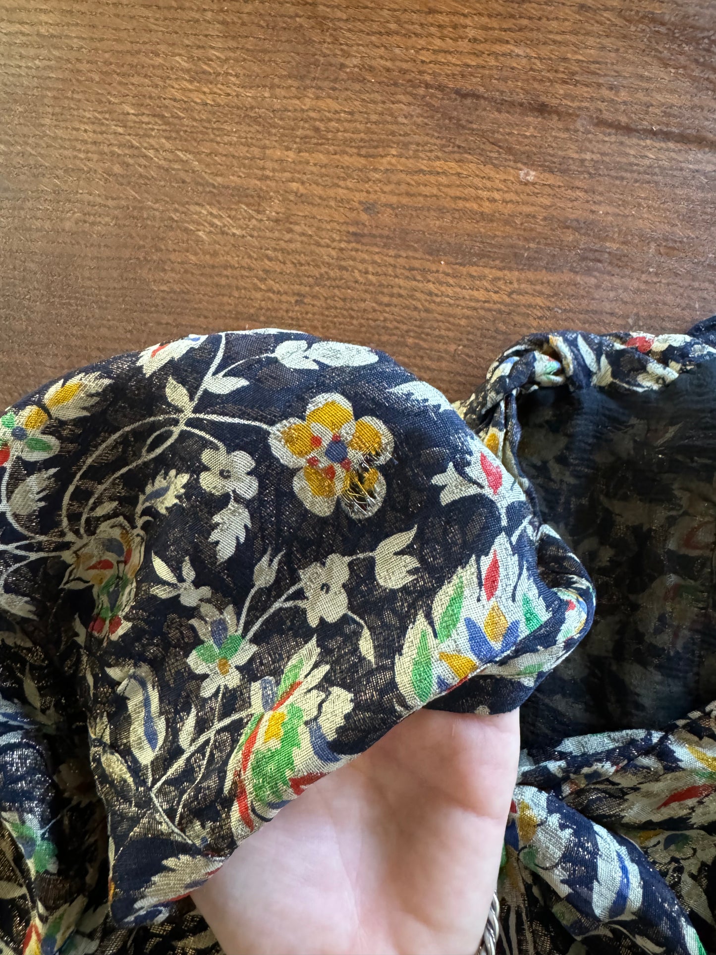 1930s Rare Rainbow Floral Lamé Mutton Sleeve Jacket- S/M