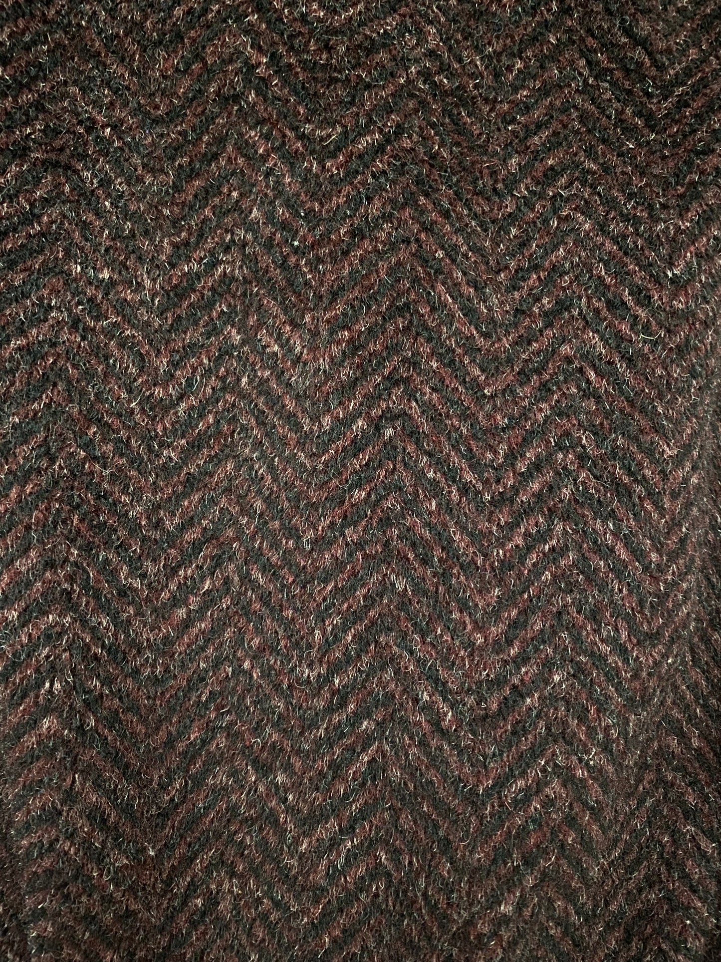 1930s Brown + Purple Chevron Puffed Sleeve Coat- M/L