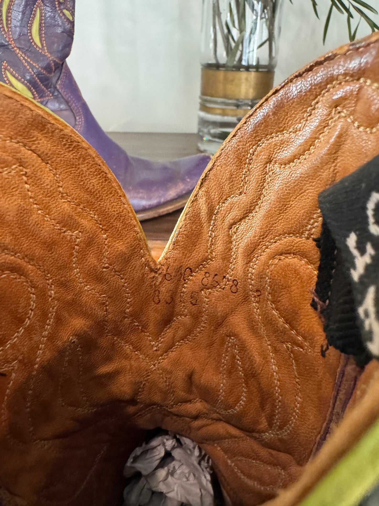 1950s Purple + Chartreuse Acme Inlay Cowboy Boots- 6