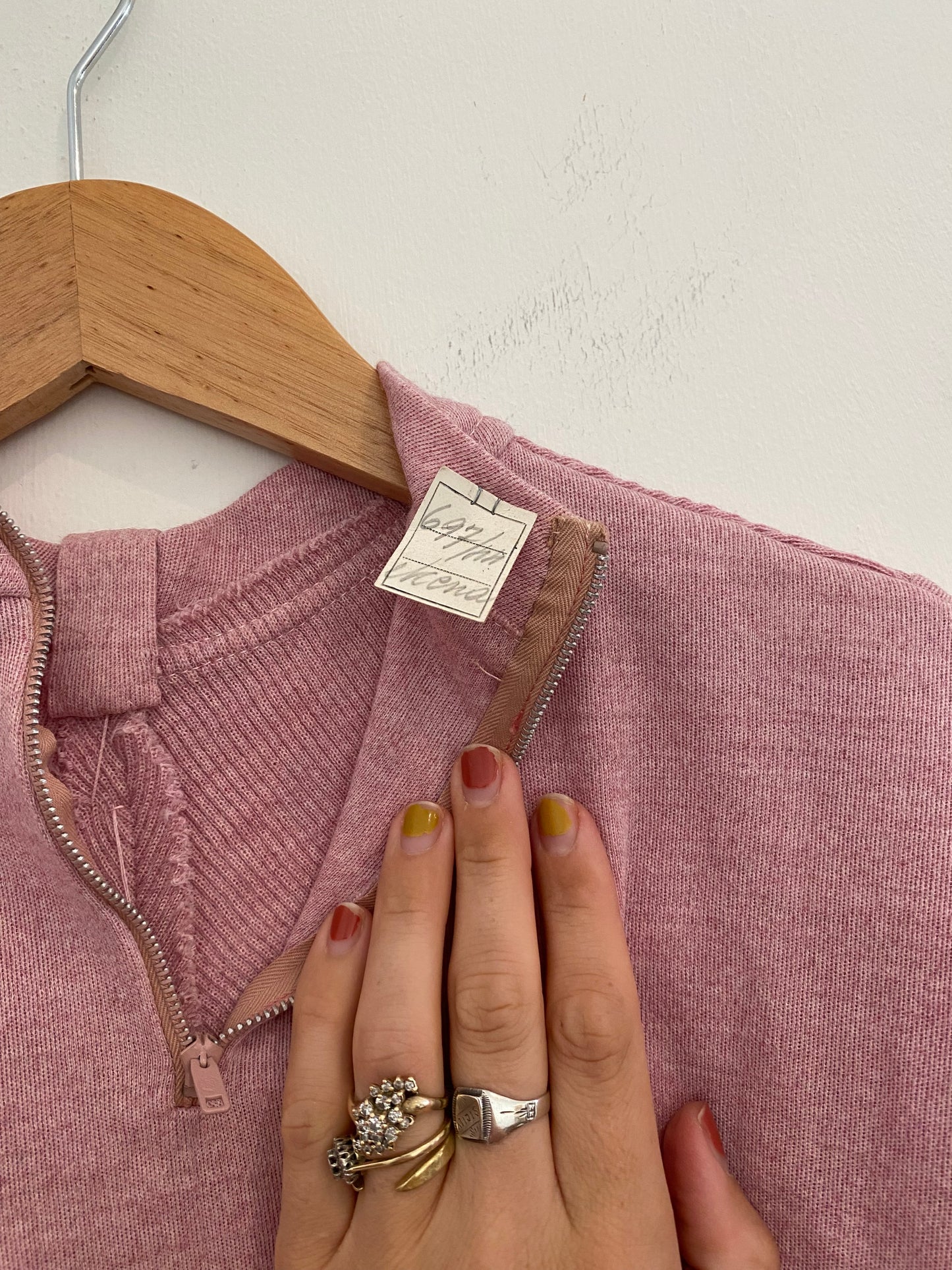 1940s French Pale Lilac Cropped Mock Neck Sweater- M