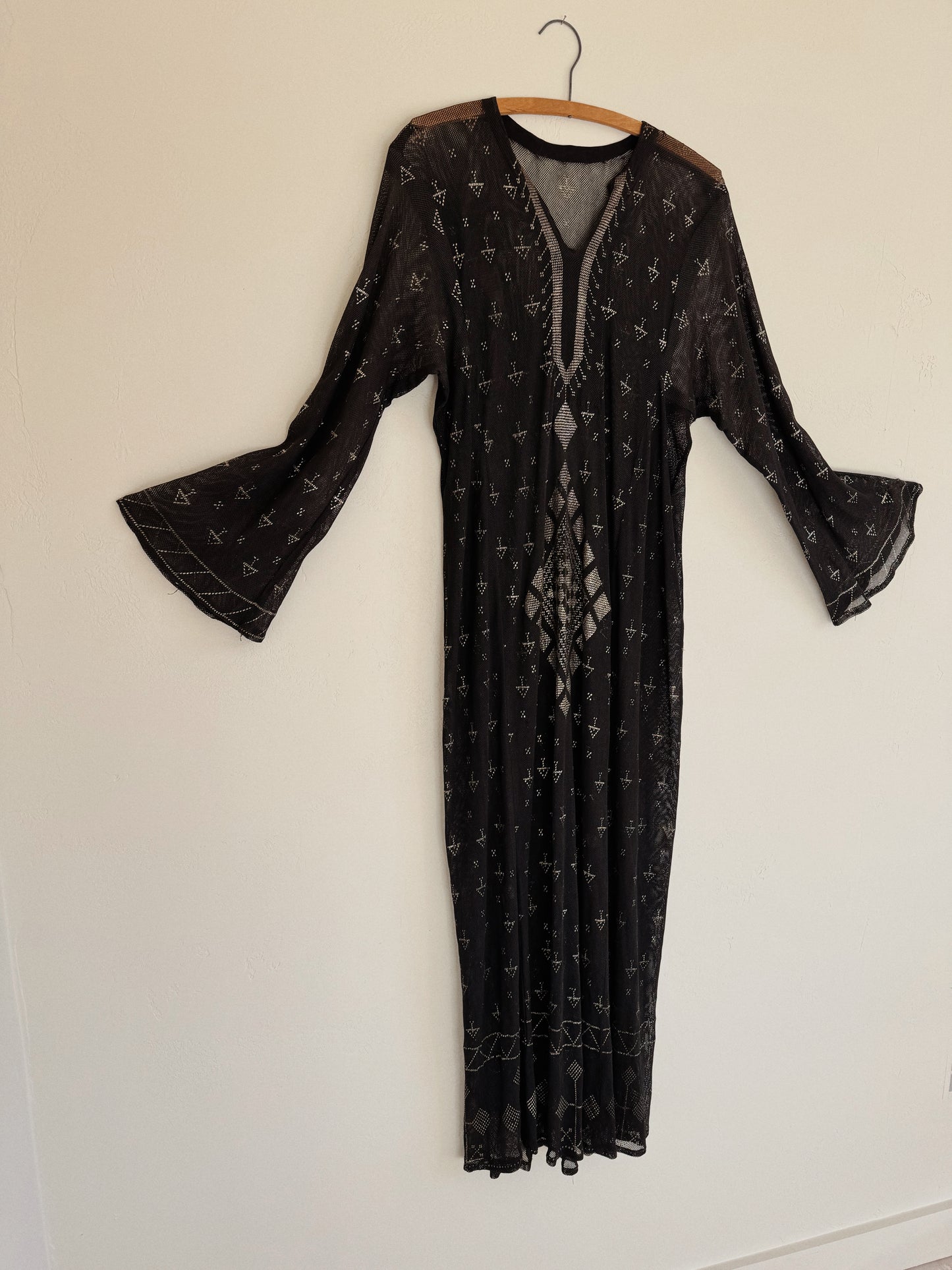 1970s Egyptian Assuit Black Kaftan- M/L