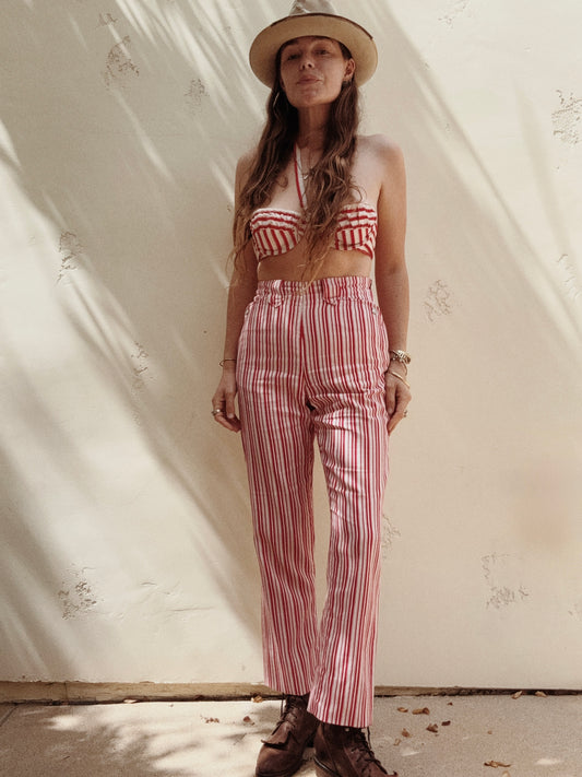 1950s Levi’s Shorthorn Candy Cane Stripe Side Zips- 27”