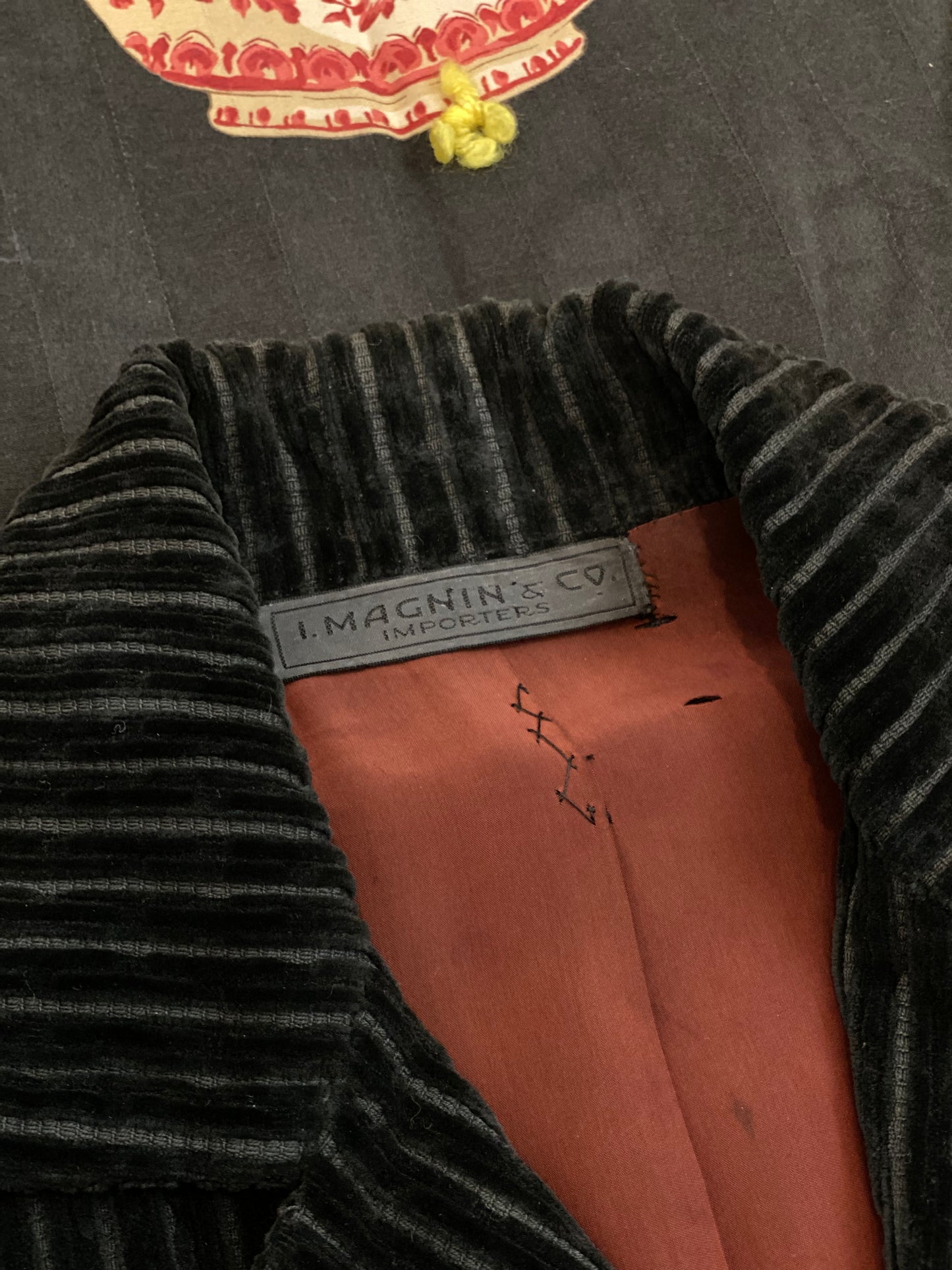 1930s Charcoal Corduroy Outerwear Jacket by I. Magnin- M