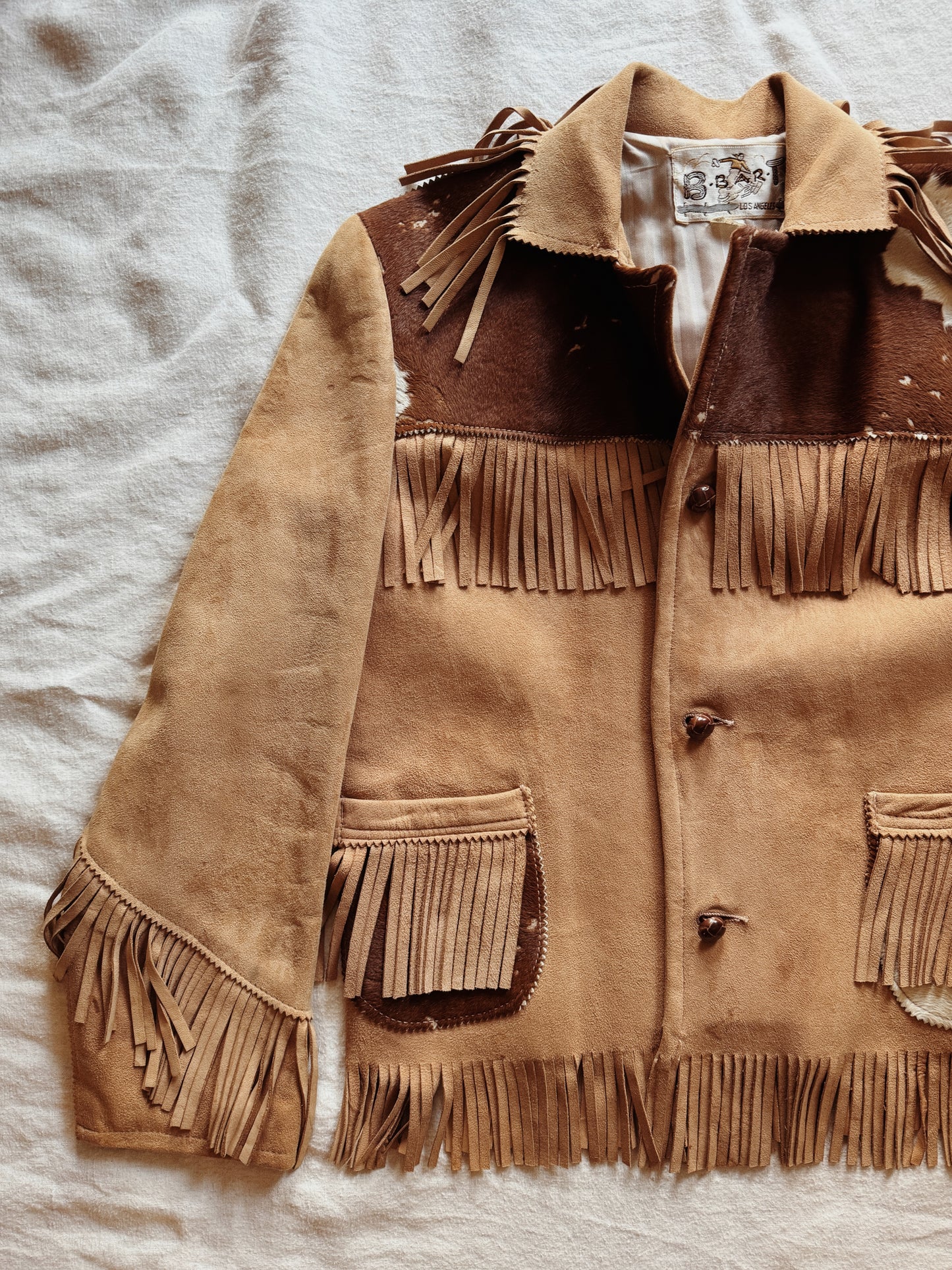 1950s Cowhide + Butter Suede Fringe Cowboy Jacket- S