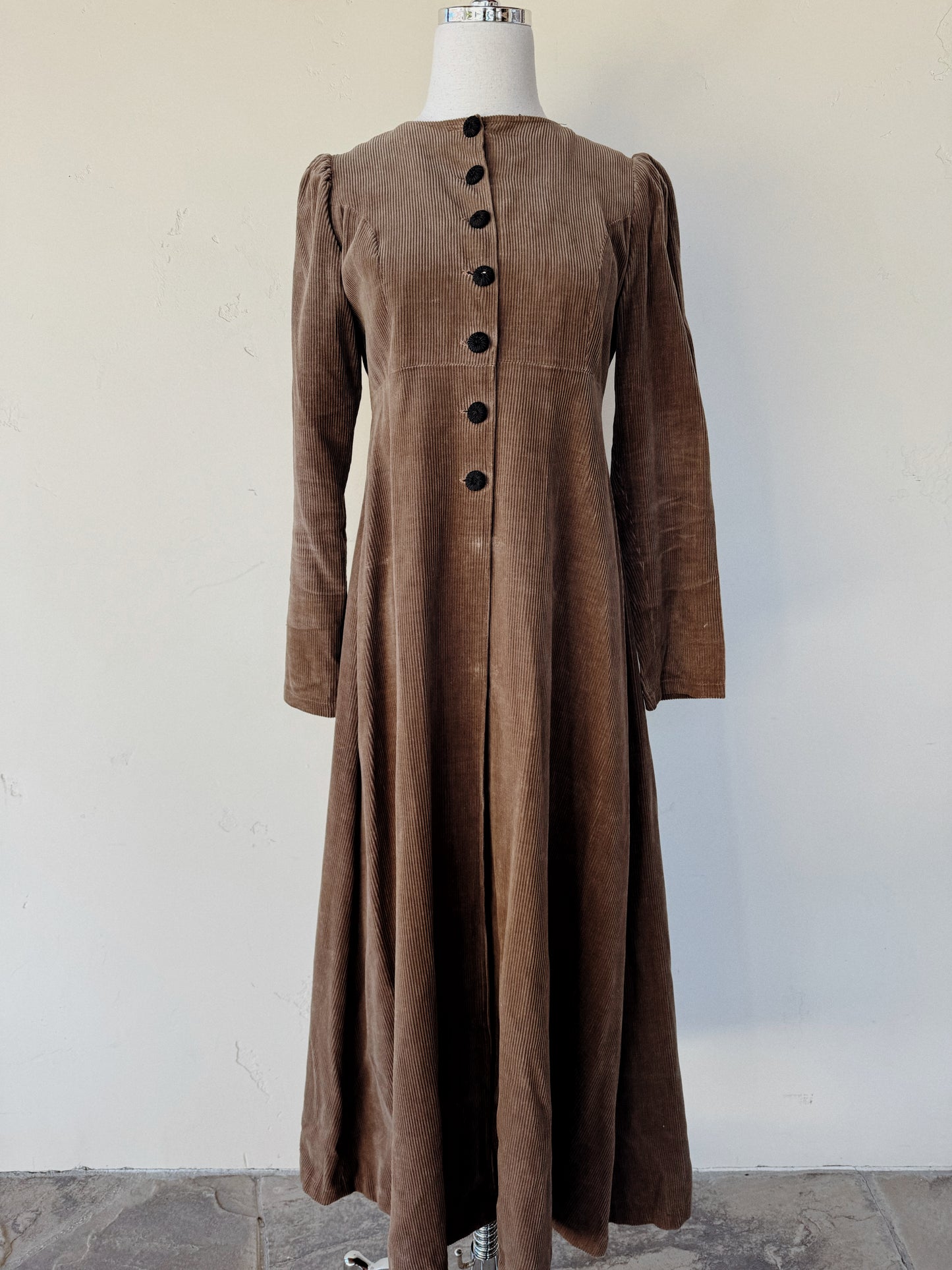 1960s Rare Laura Ashley Corduroy Dress w/ Caplet- S/M