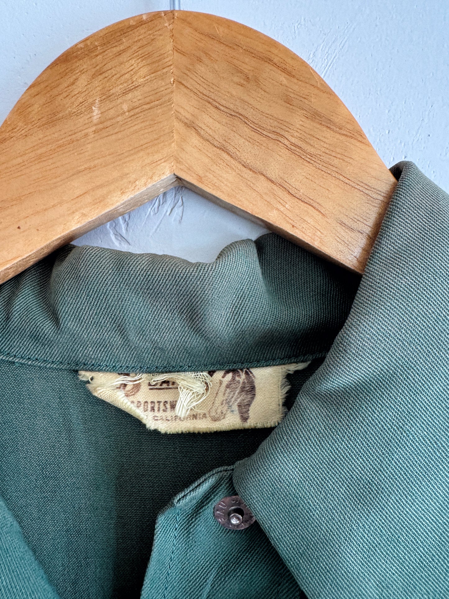 1940s Emerald Tri-Tone Gabardine Western Blouse- M