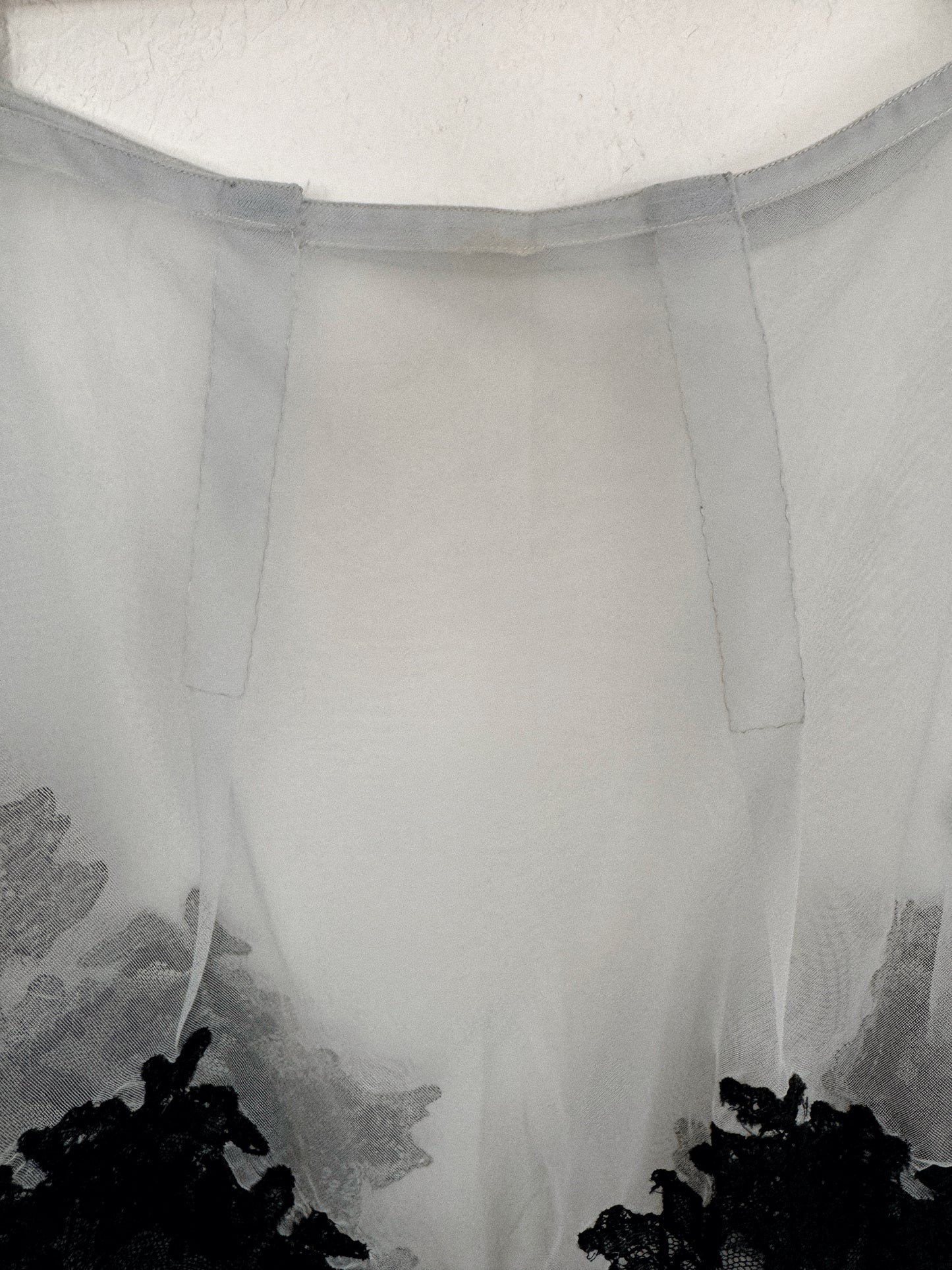 1940s Sky Blue Nylon Net Tap Shorts w/ Black Lace- S